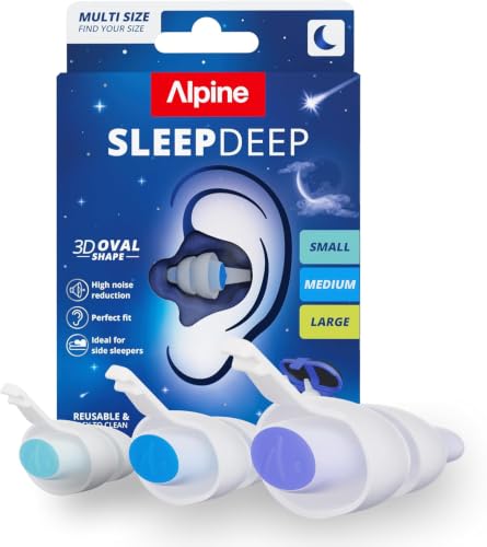 Alpine SleepDeep – Bouchons d'Oreilles Dormeurs Côté (27 dB, Pack Multisize)