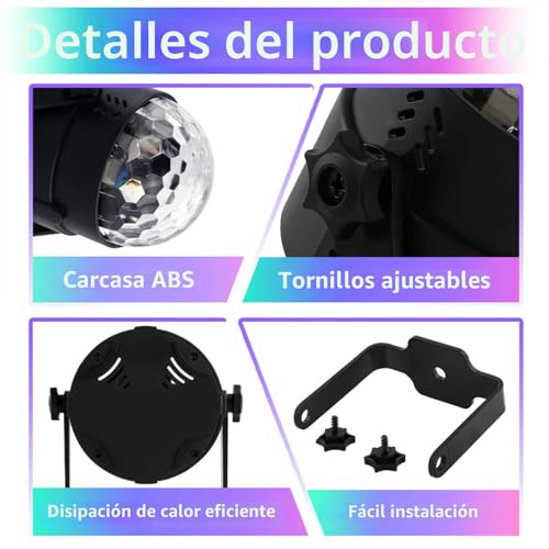 Thumbnail 7 de SEBRUANC Mini bola discoteca LED 3W RGB (2 unidades) – rotación 360° y control por sonido