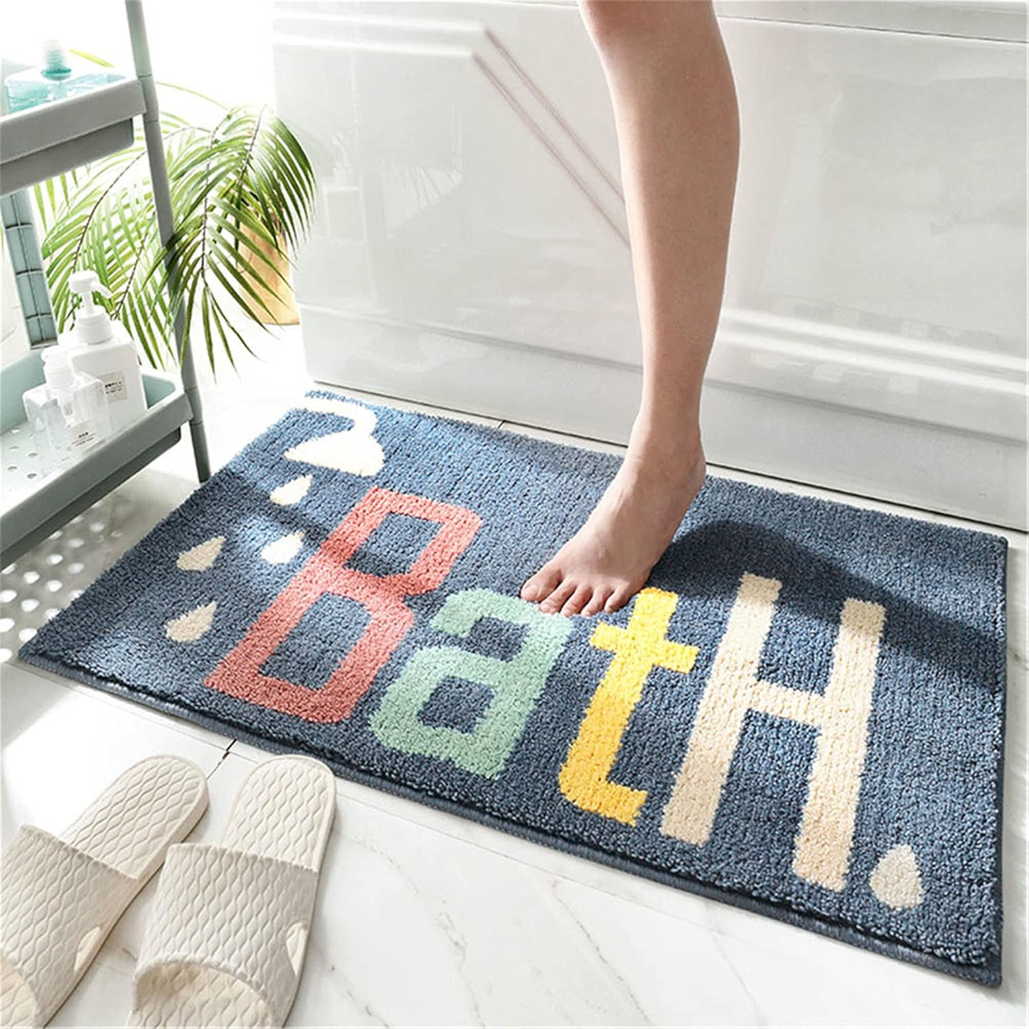 Thumbnail 2 de THRILRUG 40x60cm Bathroom Rug Mat with Non-Slip TPR Backing (Soft Microfibre, Washable)