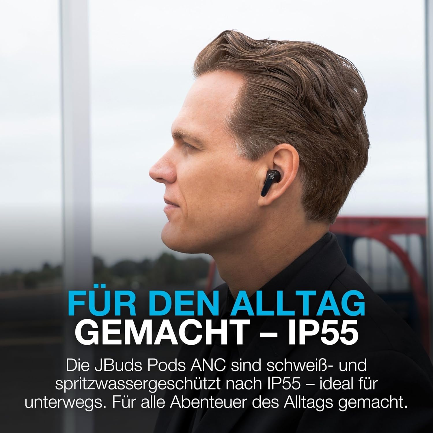 Thumbnail 4 de JLab JBuds Pods ANC In-Ear Bluetooth-Kopfhörer mit Hybrid-Noise-Cancelling, Multipoint & IP55 (Schwarz)