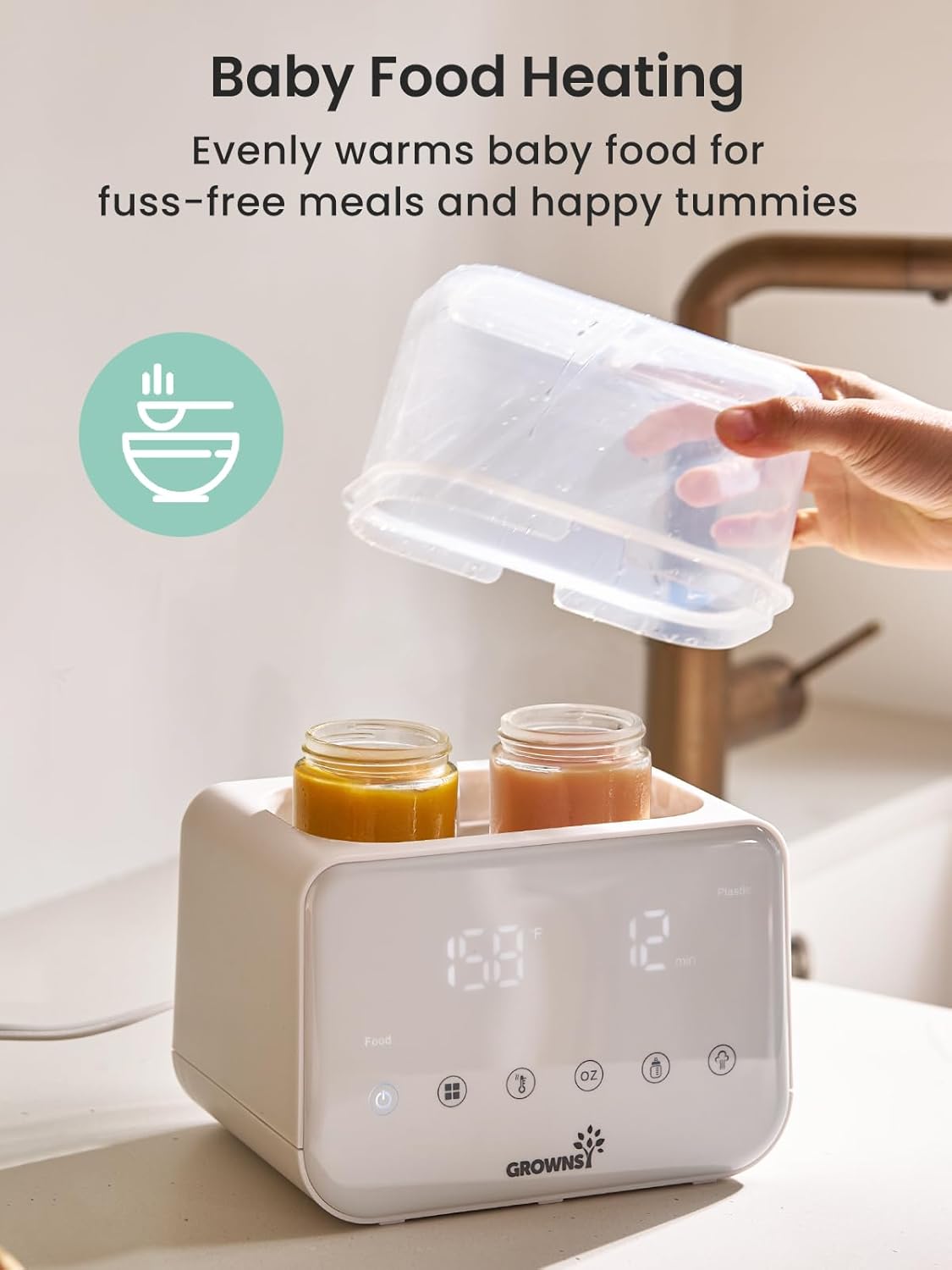 Thumbnail 6 de GROWNSY Fast Double Baby Bottle Warmer, Beige, 10-in-1 with LCD Display