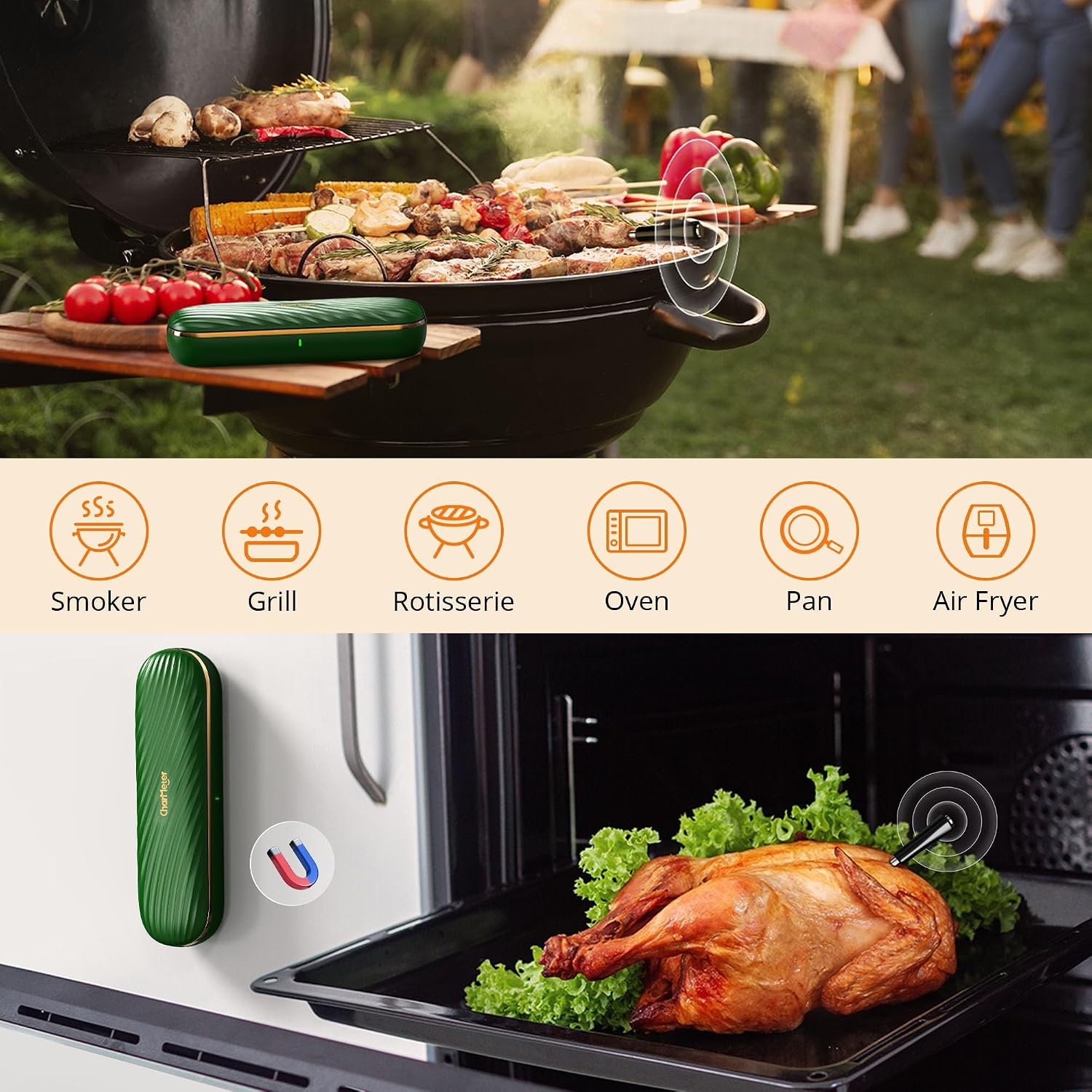 Thumbnail 3 de CharMeter INT-11X-B Wireless Meat Thermometer Probe: Ultra-Long Range, Dual Sensors and Rechargeable Case