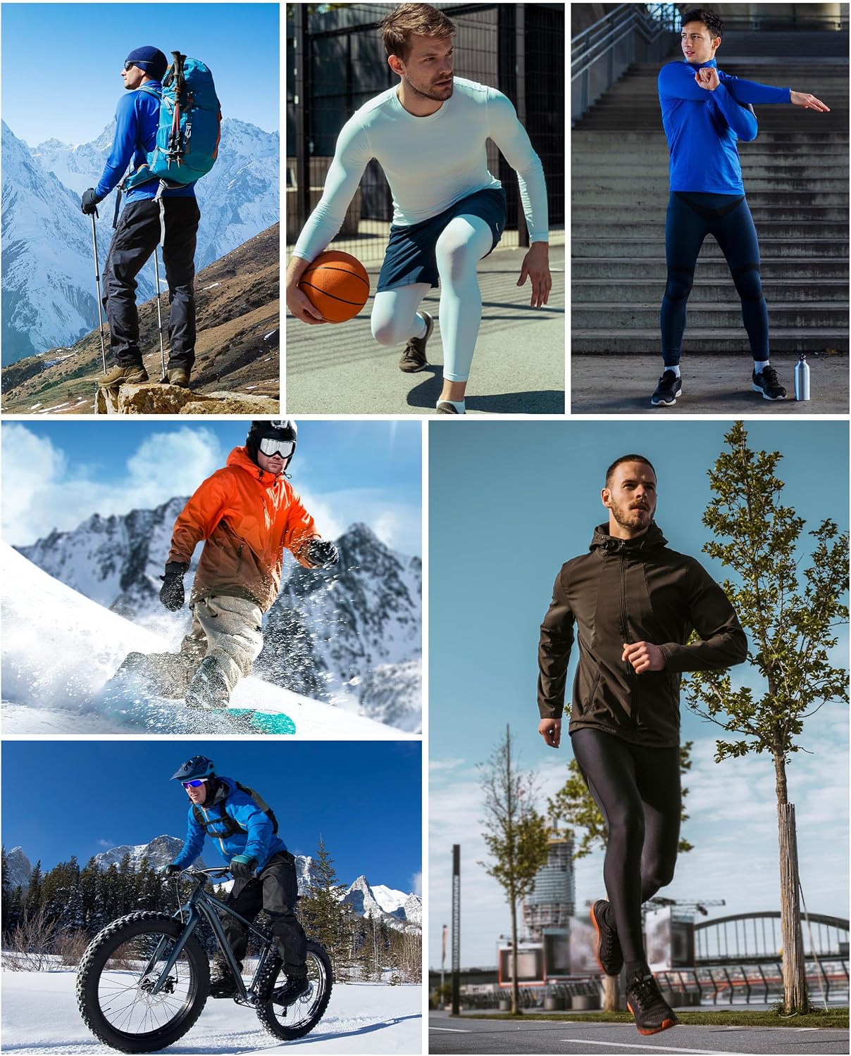 Detalle de RIKUAOU Men's Thermal Compression Pants