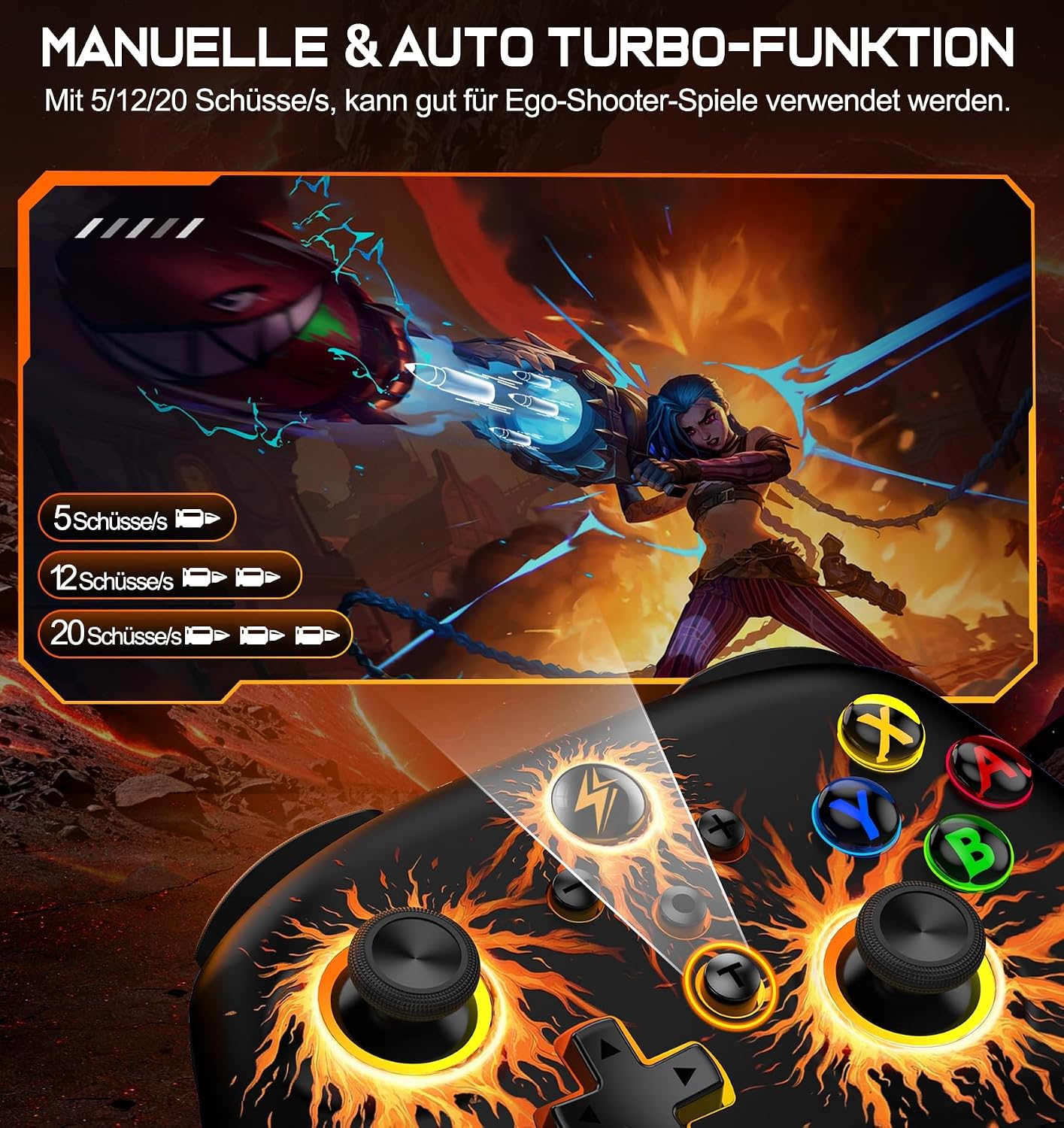Detalle de ALEEMTRY Switch Controller – Wireless Pro Controller mit RGB, Makro-Tasten und Turbo-Funktion
