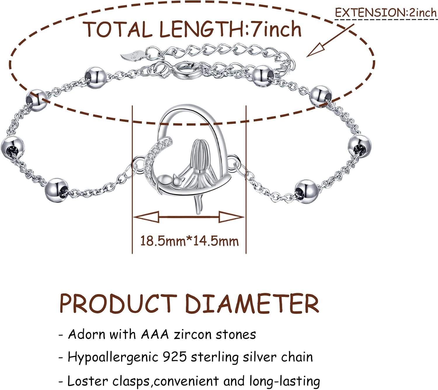 Detalle 2 de J.MUEN Damen-Armband aus 925 Sterling Silber mit Tiermotiv (inkl. Geschenkbox)