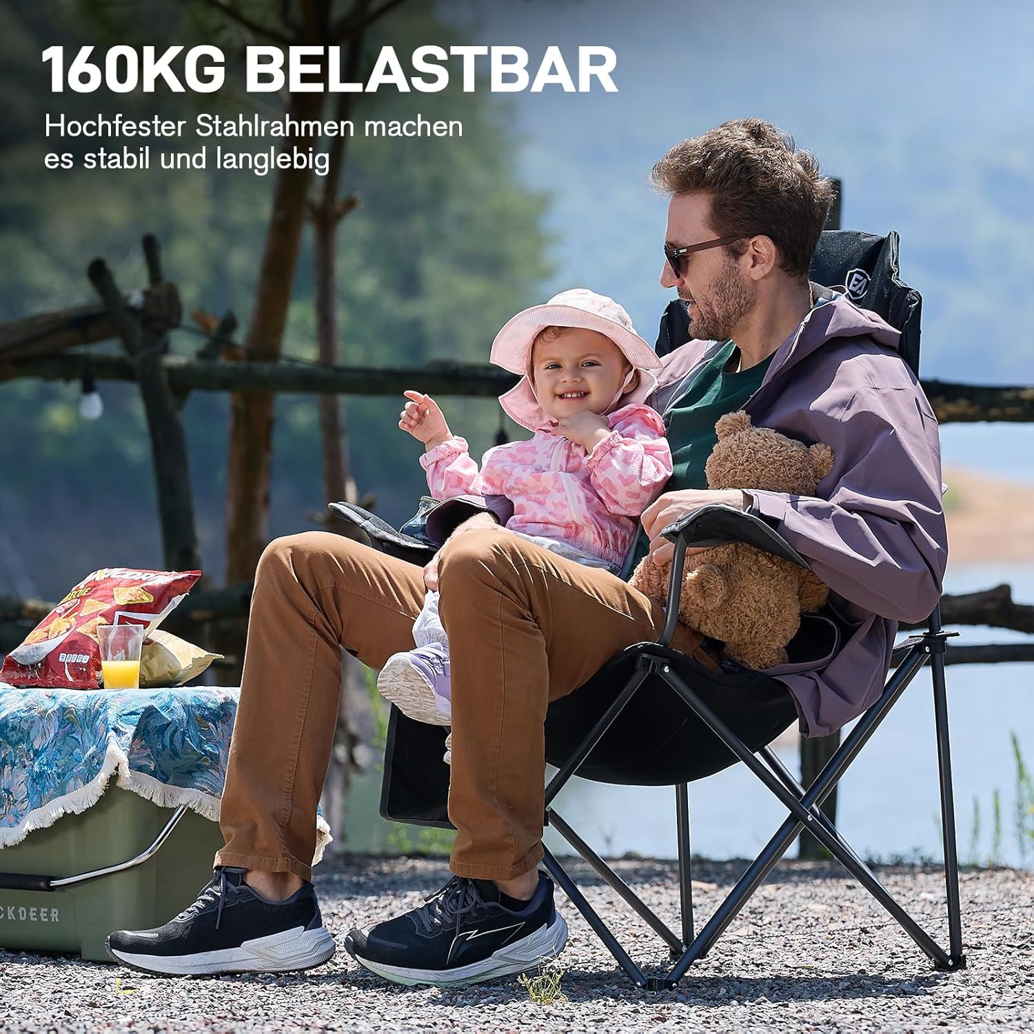 Thumbnail 3 de EVER ADVANCED Luxus Campingstuhl faltbar mit hoher Rückenlehne (bis 160 kg belastbar)