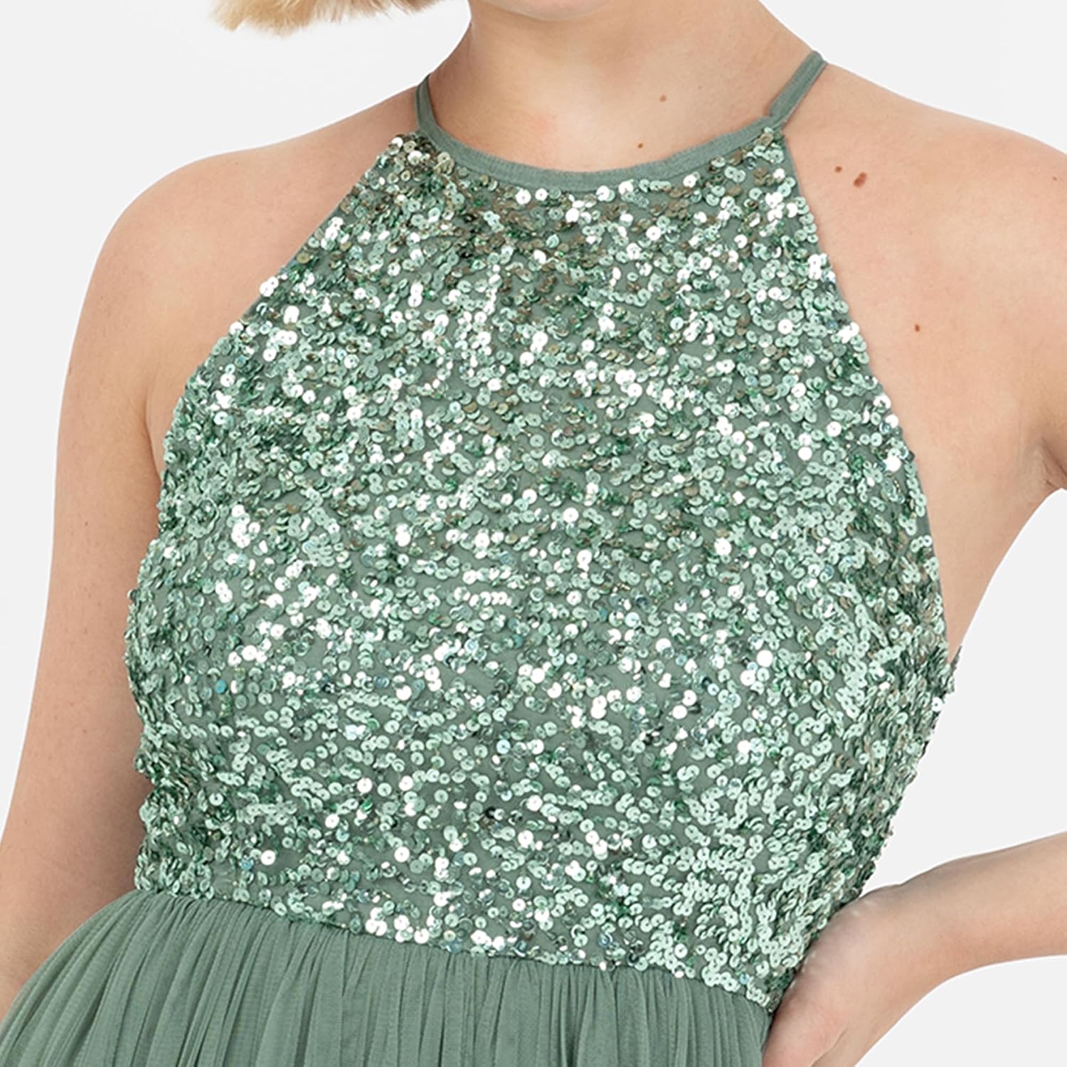 Detalle 2 de Abendkleid mit Pailletten und Tüll – elegantes Maxi-Kleid für Hochzeiten und Festlichkeiten