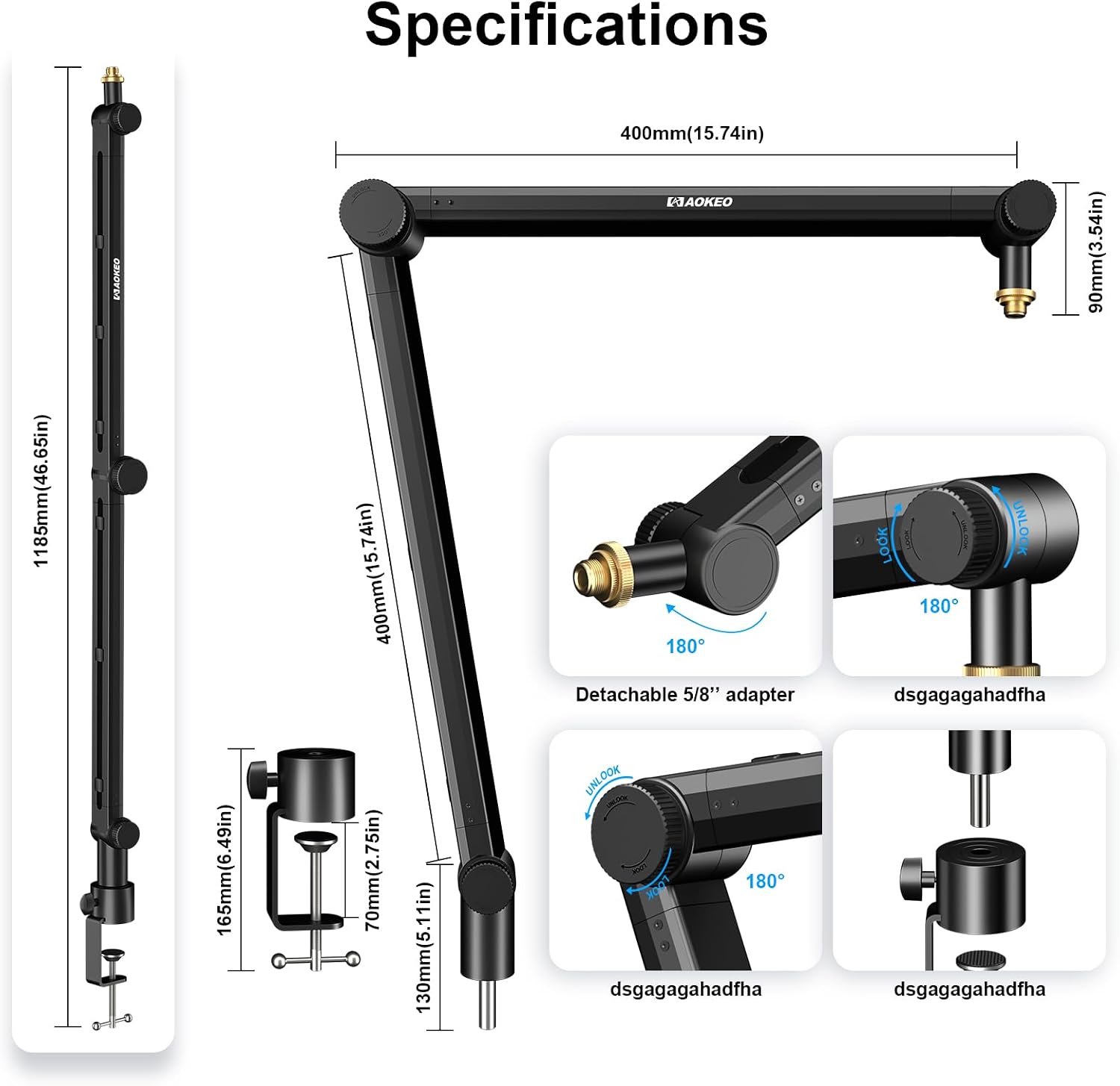 Thumbnail 6 de Aokeo AK-48 Microphone Boom Arm with 360° Rotation and Cable Management