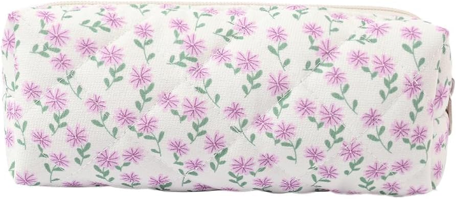 Detalle de Aucuu Grande Trousse de Maquillage — Lot de 3 Trousse de Toilette Femme Voyage en Coton with motifs floraux