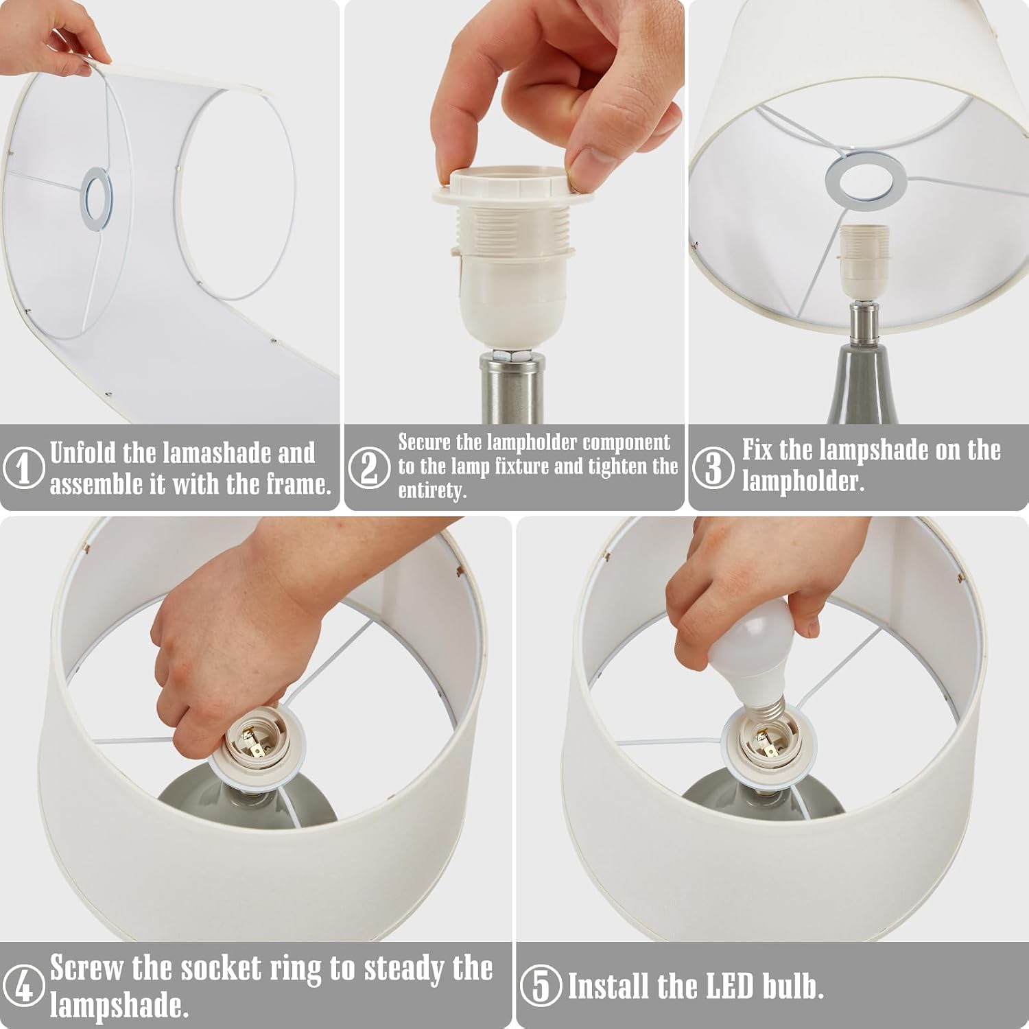 Detalle 1 de GyroVu T00173 Table Lamp Set of 2, Ceramic Bases, Warm LED Bulbs
