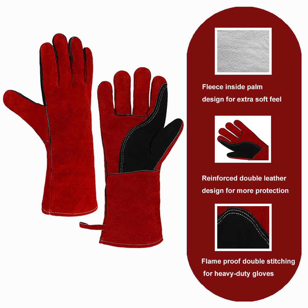 Detalle 2 de OLSON DEEPAK Leather Heat‑Resistant Welding Gloves, 14"