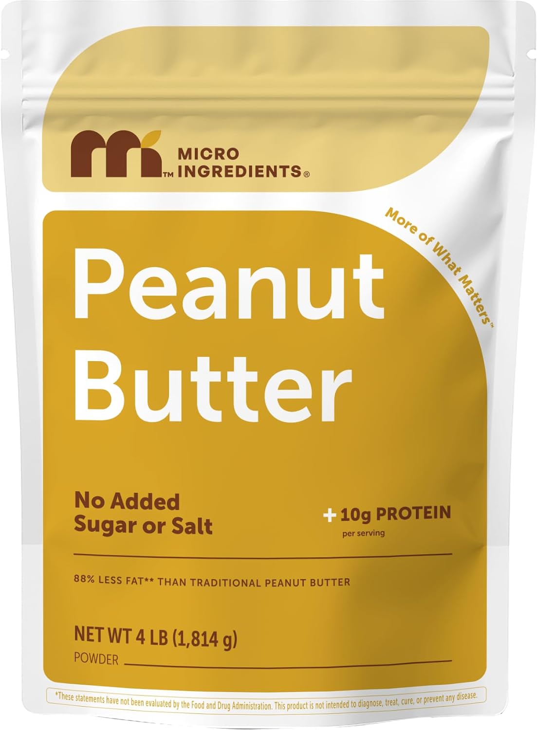 Detalle de Micro Ingredients Pure Peanut Butter Powder, 4 lb, 10g Plant-Based Protein