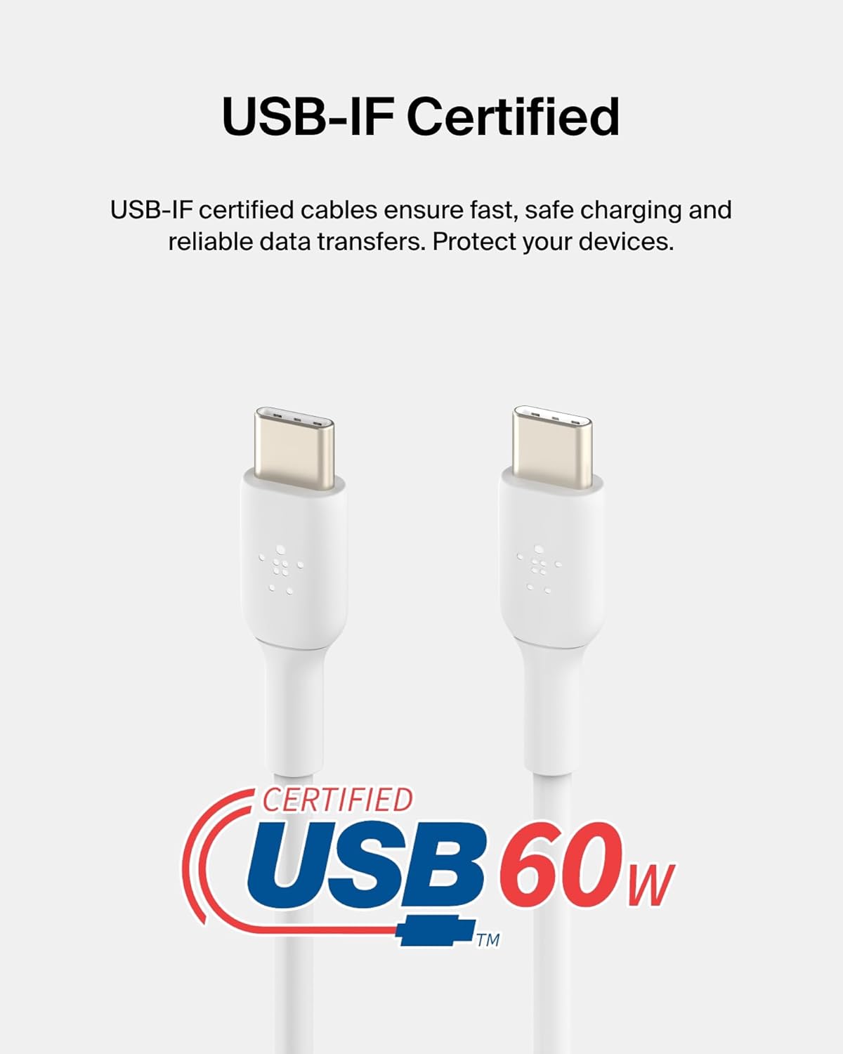 Detalle de Belkin BoostCharge USB-C to USB-C Fast Charging Cable (2M) – White