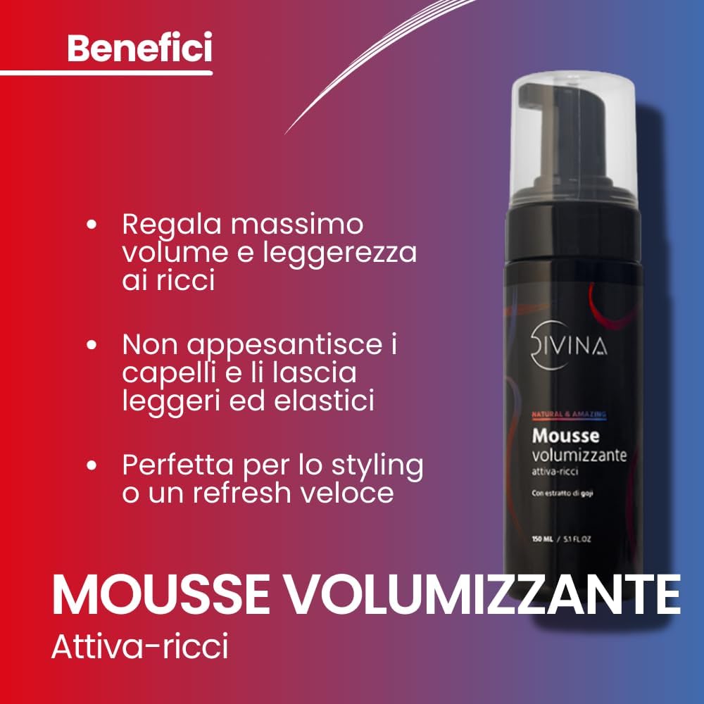 Detalle 2 de Kit Definizione Natural&Amazing di DIVINA BLK: trattamento completo per capelli mossi e ricci