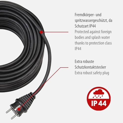 Detalle 1 de Brennenstuhl Qualitäts-Gummi-Verlängerungskabel 10 m, IP44, H05RR-F 3G1,5