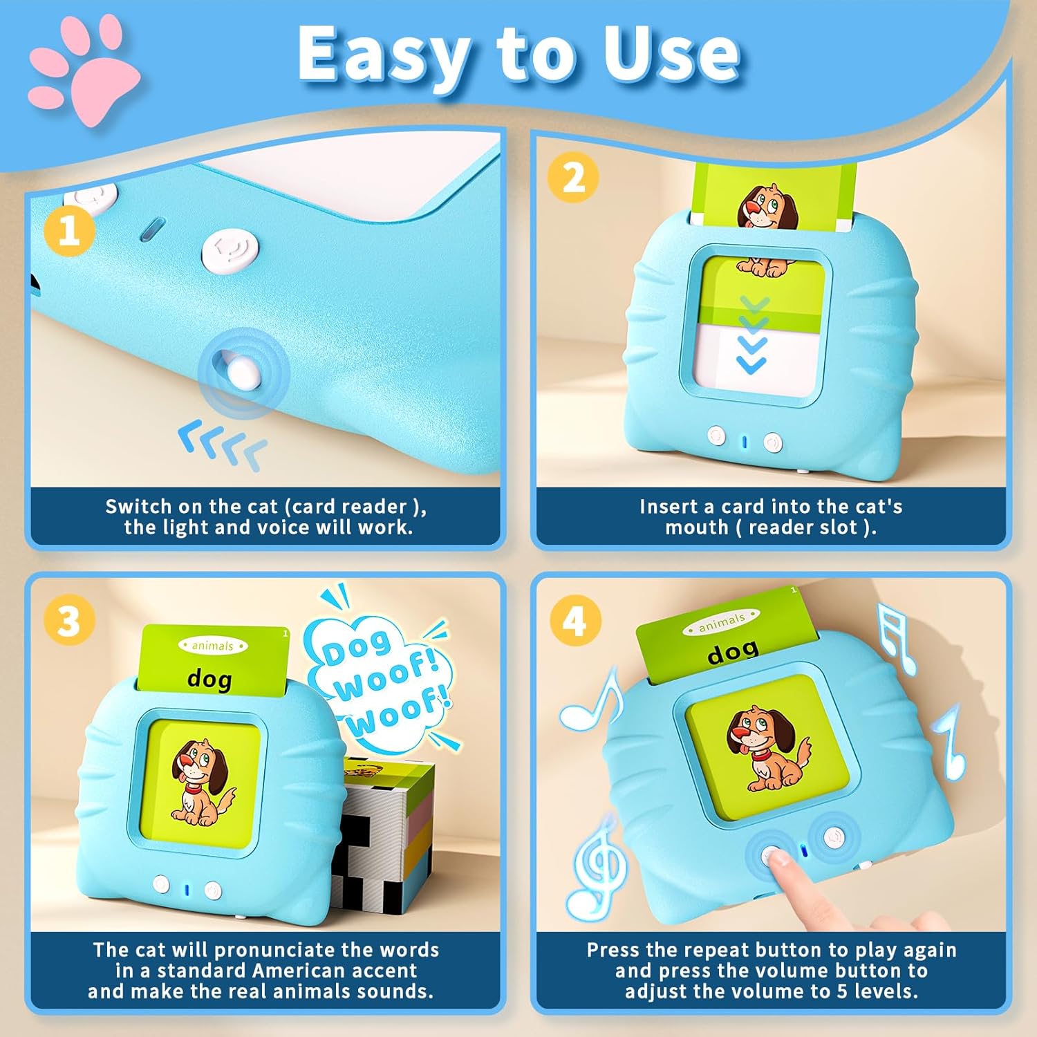 Thumbnail 1 de Aullsaty Toddler Talking Flash Cards 248