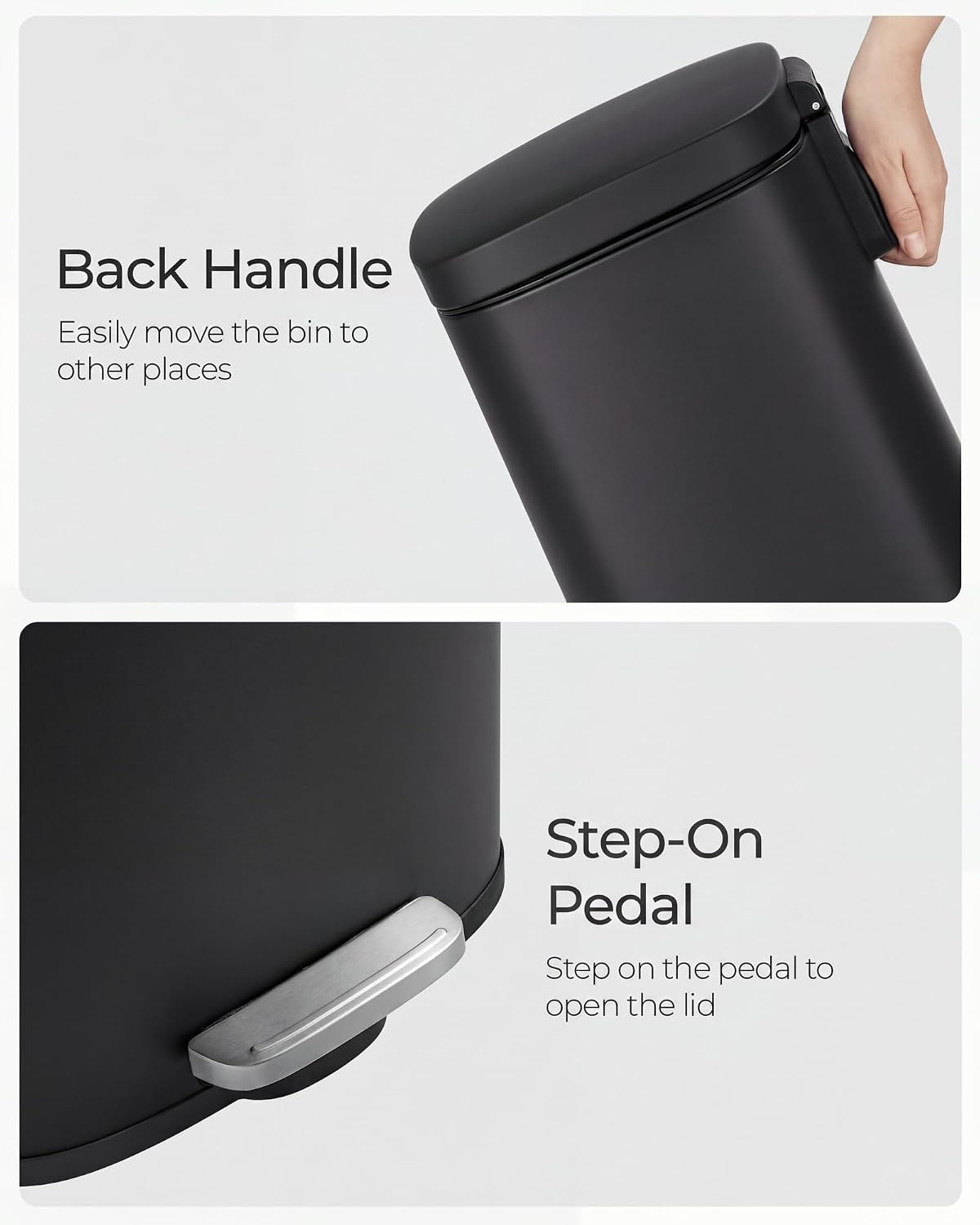 Thumbnail 6 de SONGMICS LTB03BK 30 L Kitchen Bin with Soft-Close Lid and Steel Finish