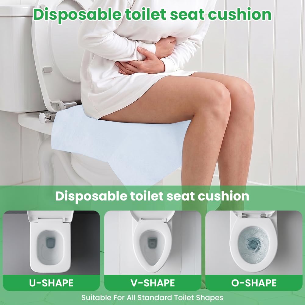 Detalle de OFFCUP Disposable Toilet Seat Covers, 54 Pack, Waterproof Antibacterial Travel Covers