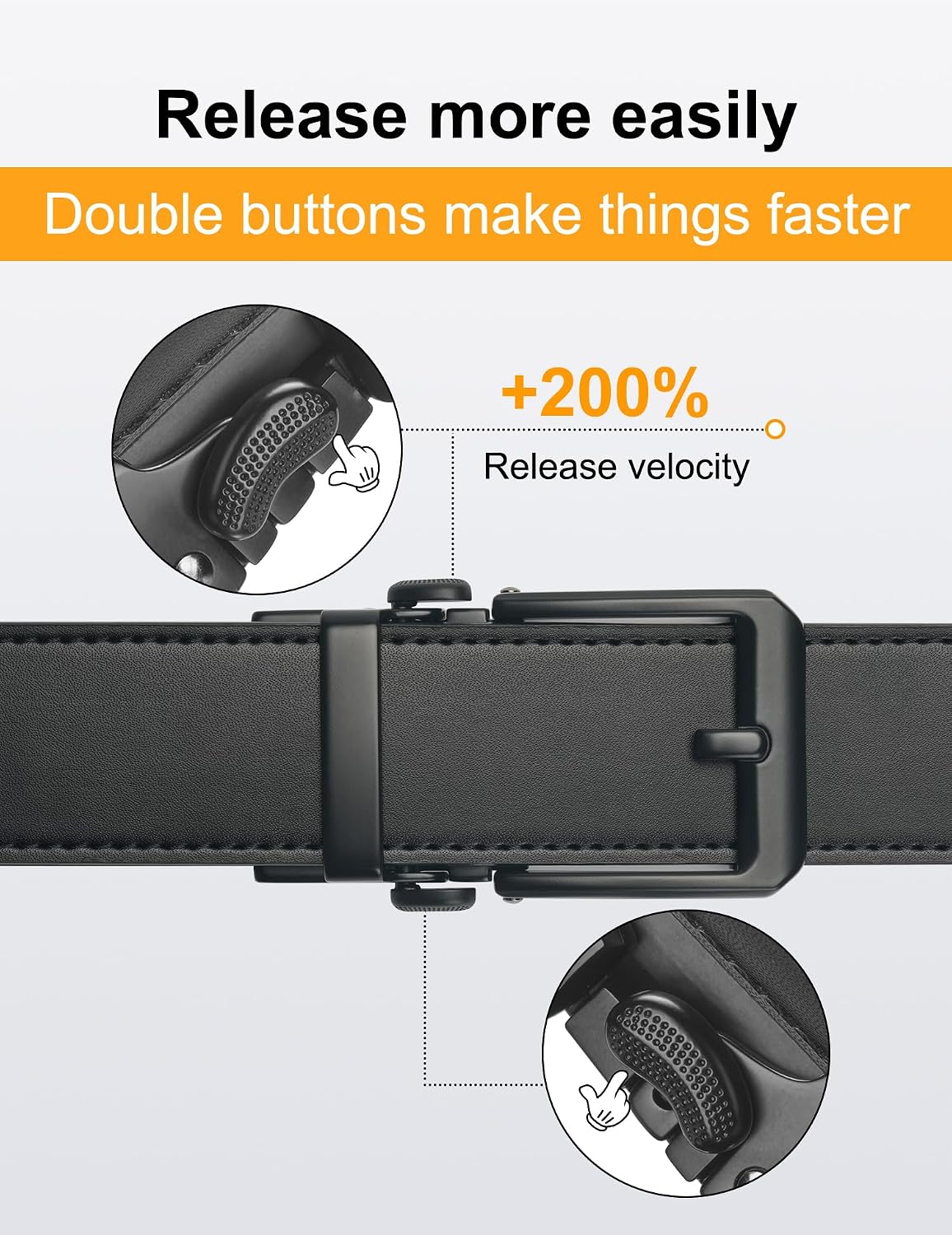 Detalle 2 de JUKMO 1.5" (38 mm) Leder-Ratschengürtel für Männer in Geschenkbox