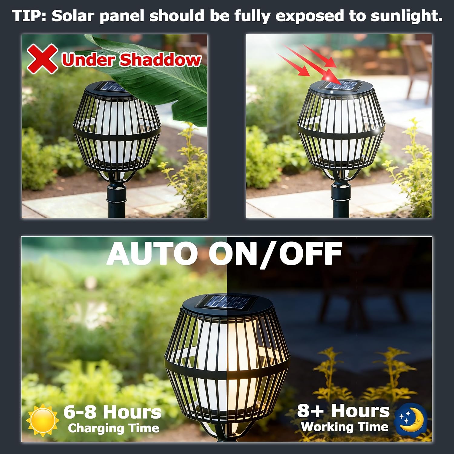 Thumbnail 3 de Solar Light Top 8cm Replacement for Outside Lanterns (2-Pack) – 1.2V 600mAh Warm LED, IP44