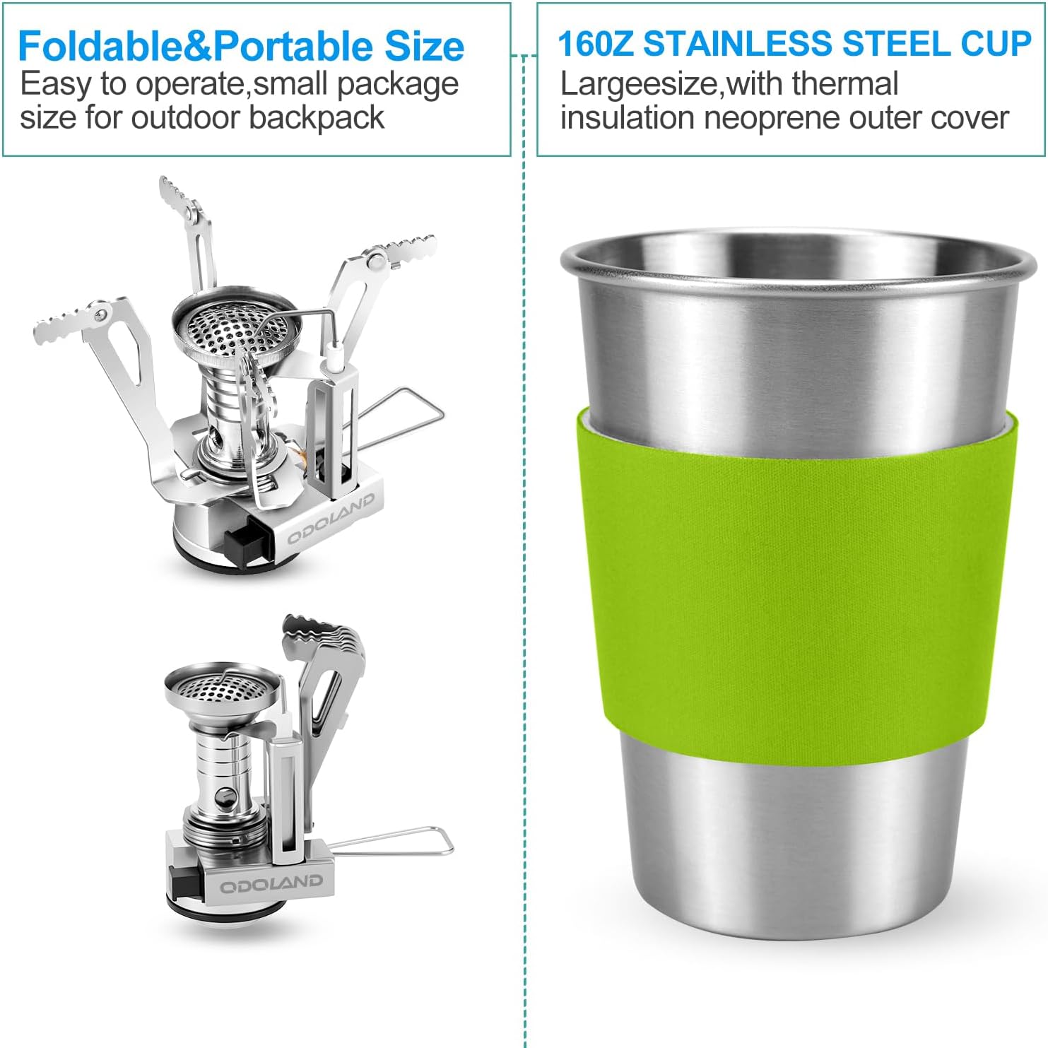 Thumbnail 4 de Odoland 10-teiliges Camping Geschirr-Set – ultraleichtes Aluminiumkocher-Set für Outdoor, Wandern und Picknick