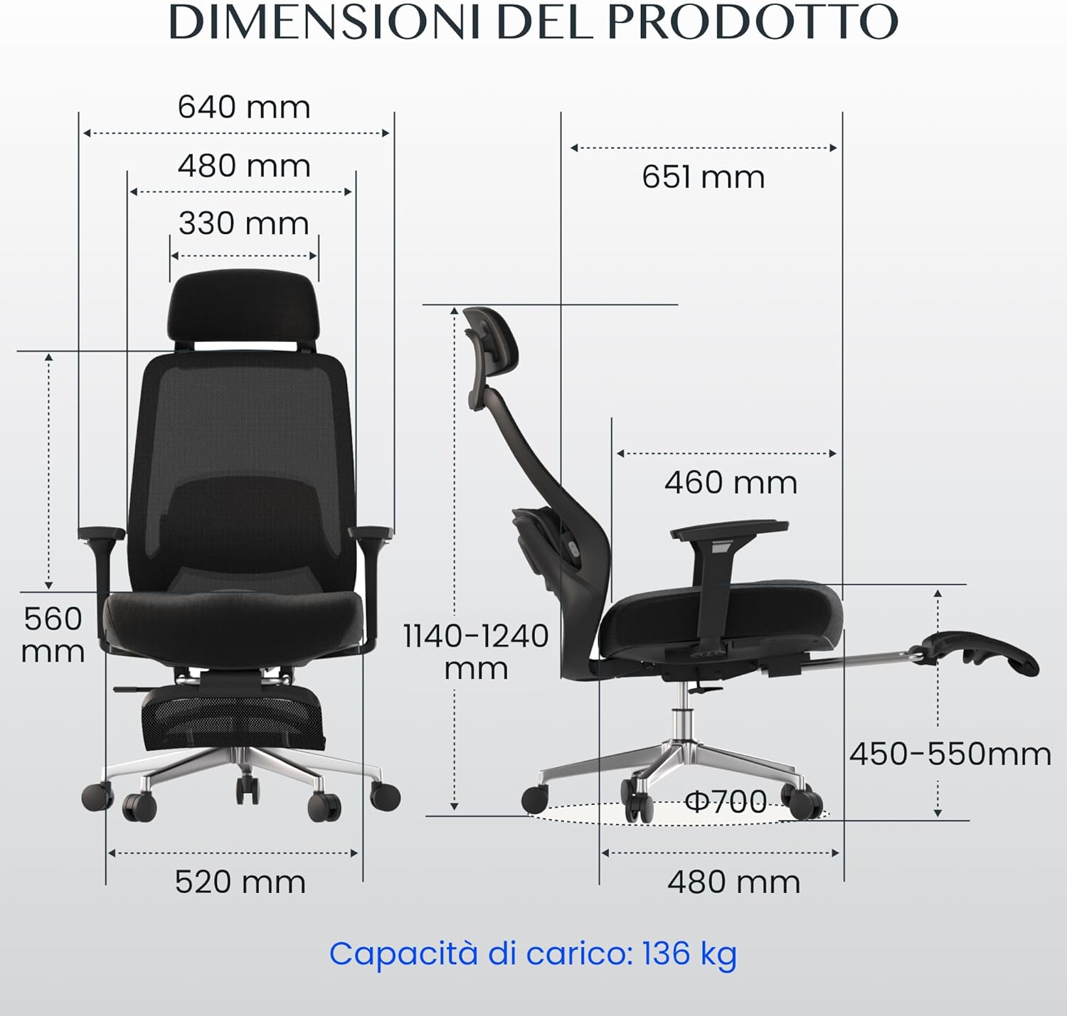 Thumbnail 1 de FLEXISPOT Sedia Ergonomica con Massaggio 11,5 cm