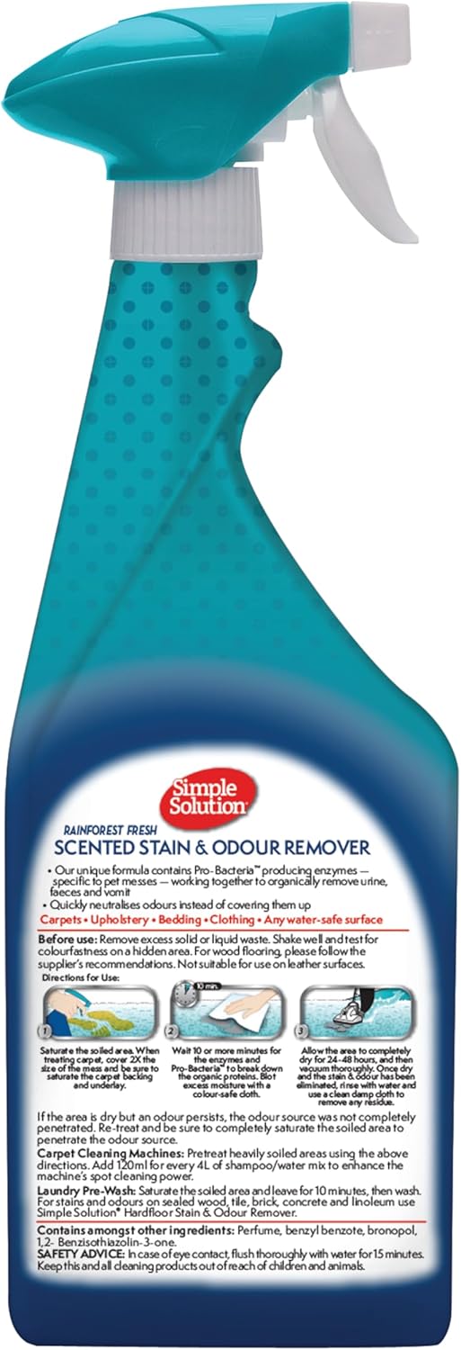Thumbnail 1 de Simple Solution Pet Stain and Odour Remover Rainforest Fresh 750 ml – enzymatischer Reiniger gegen Flecken & Gerüche von Hund und Katze