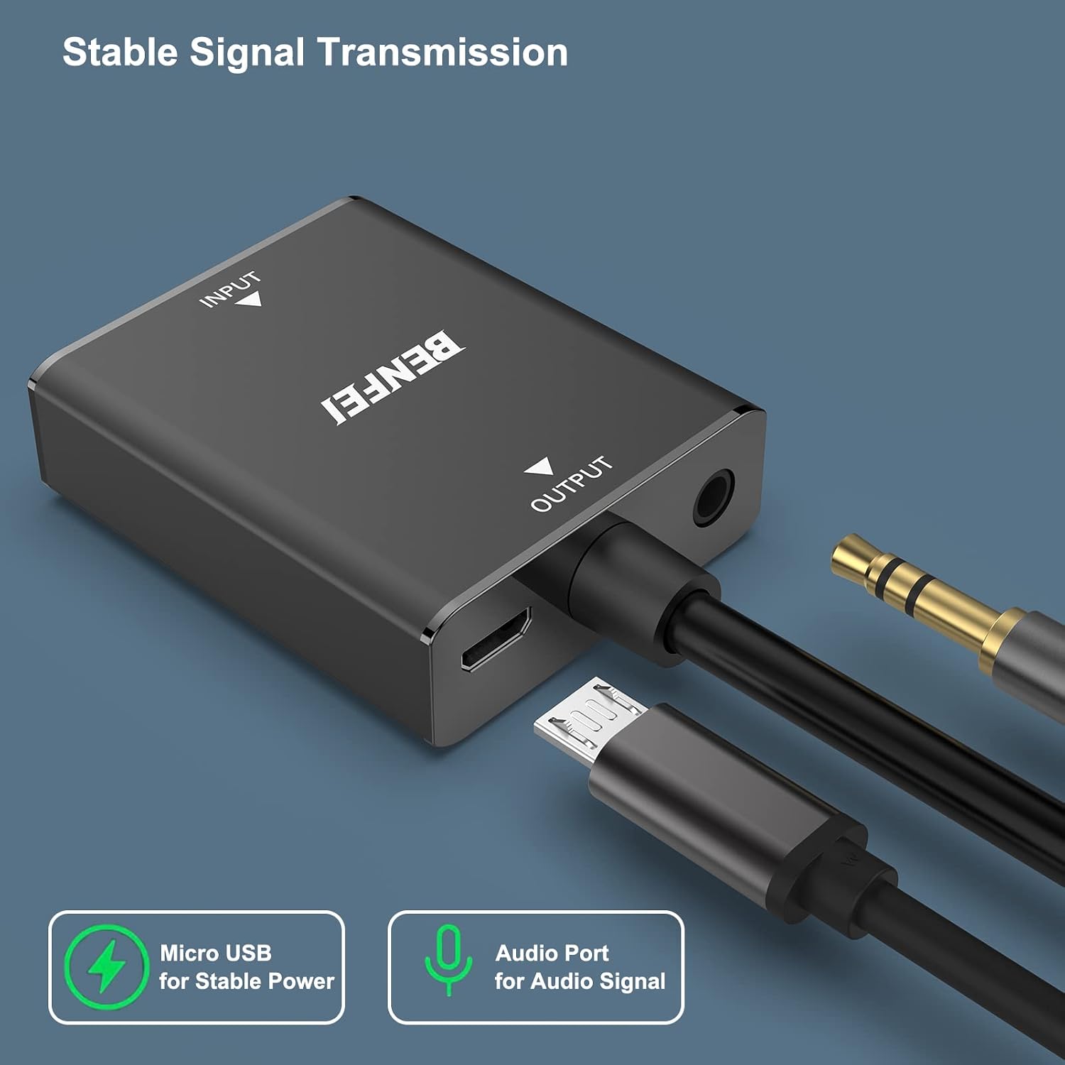 Detalle 2 de BENFEI HDMI to VGA Adapter: HDMI Female to VGA Male with 3.5mm Audio, 1080p Ready