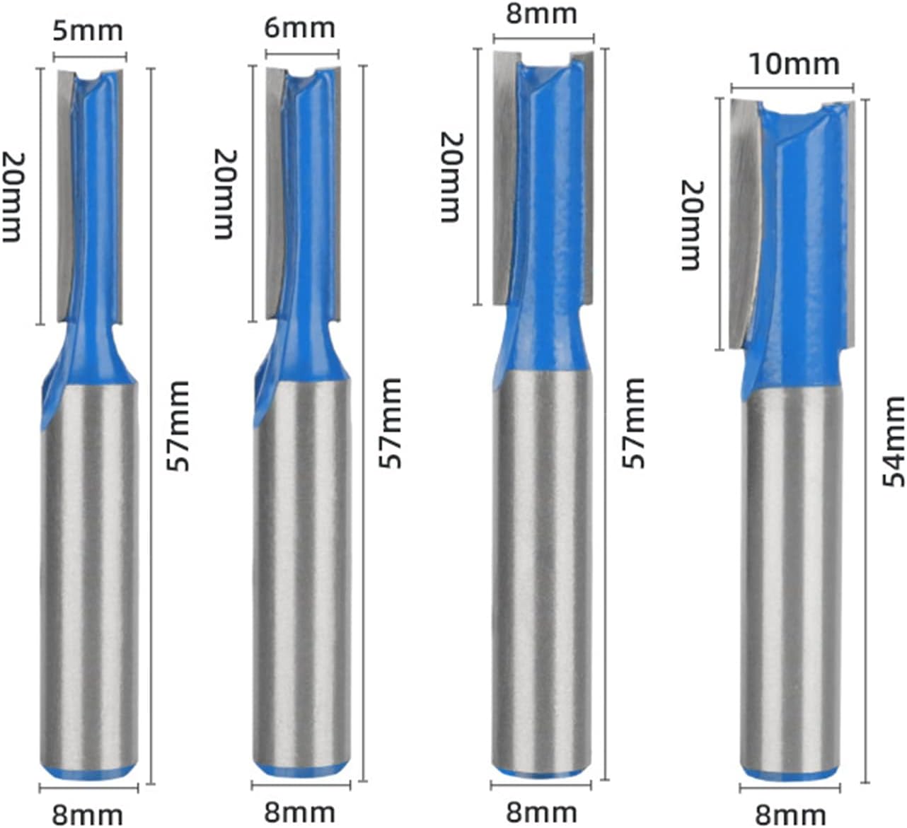 Thumbnail 1 de BIGP BIGP 8 pz fresa a taglienti diritti con gambo da 8 mm (5/6/8/10/12/14/18/20 mm) per canali e lavorazione del legno