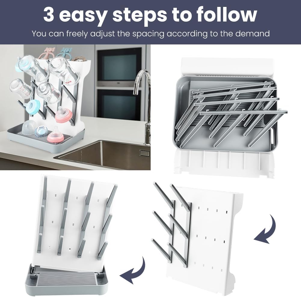 Detalle de Vicloon Large Vertical Baby Bottle Drying Rack with 12 Hooks