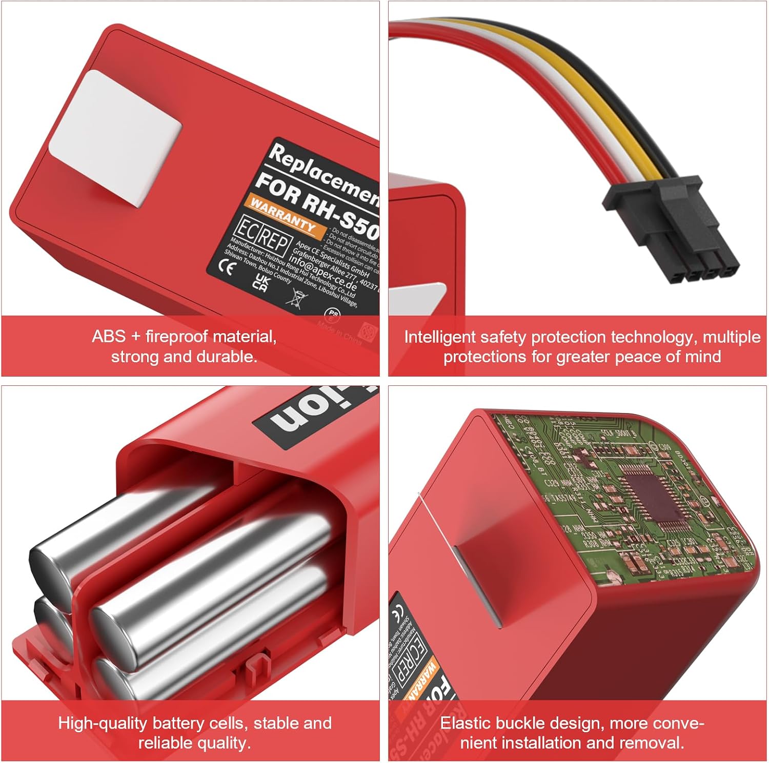 Detalle 2 de GGiking Akku für Xiaomi Roborock 14,4V 6800 mAh