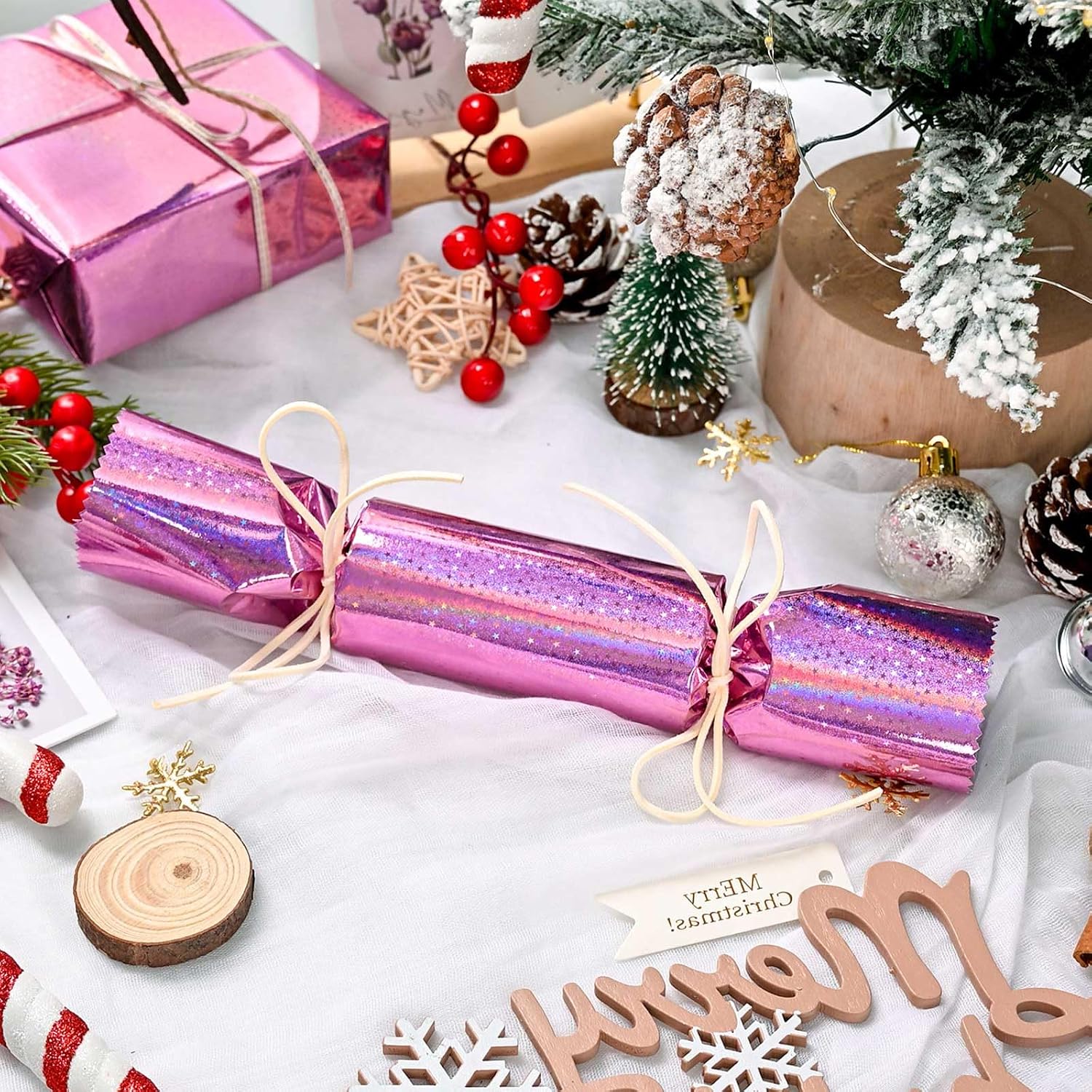 Thumbnail 5 de Wikadlik Pink Wrapping Paper with Holographic Stars