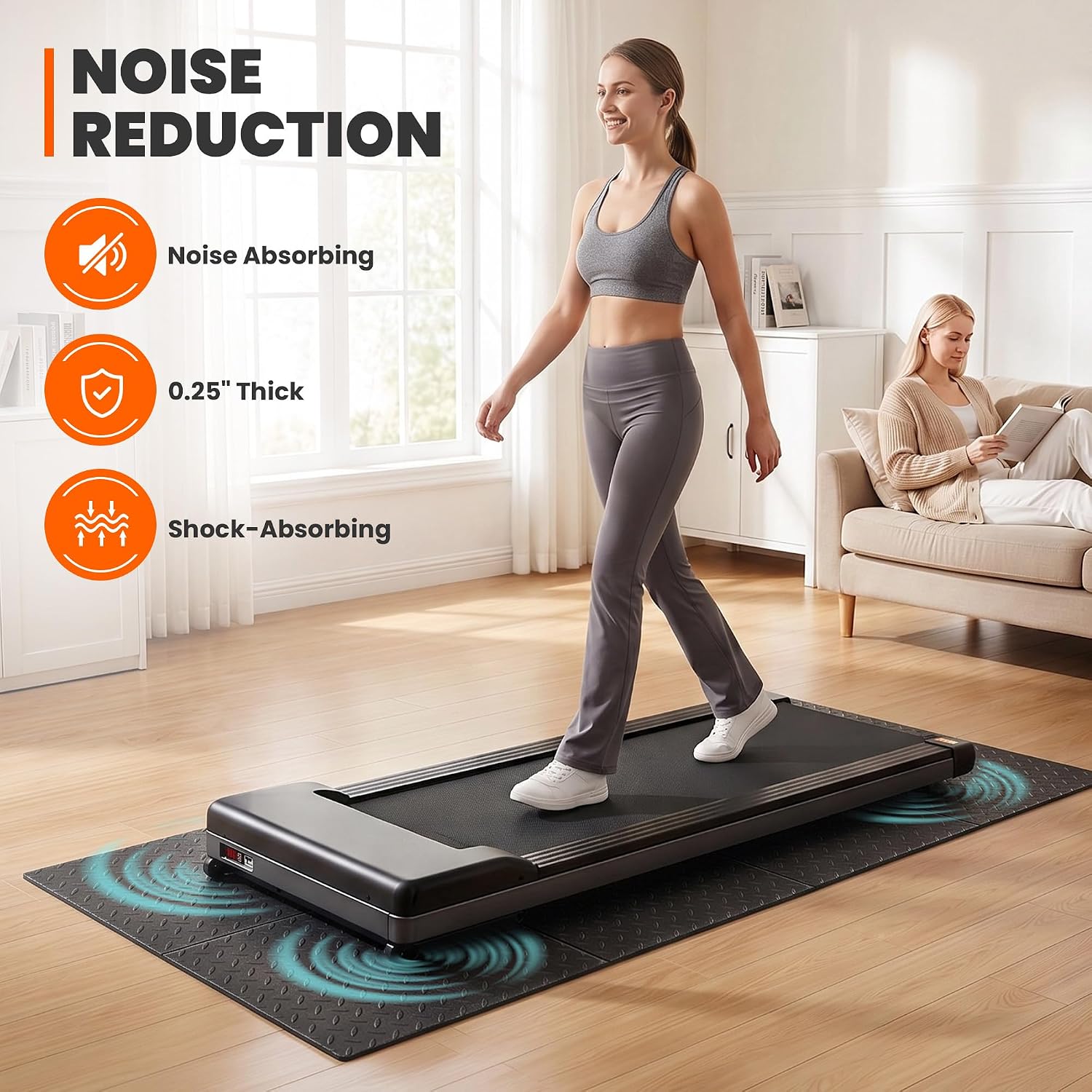 Detalle de Stepwaver Treadmill Mat for Carpet and Hardwood, Foldable PVC Floor Protector