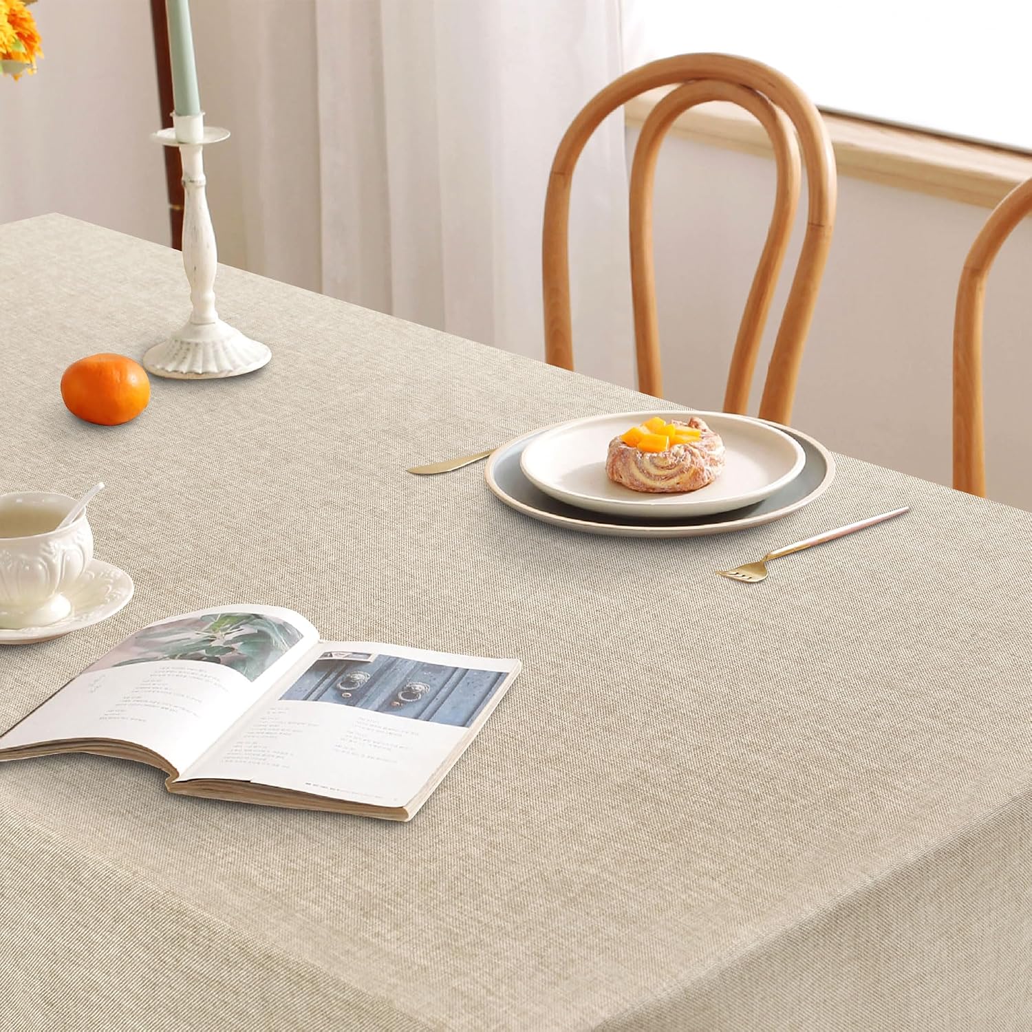 Thumbnail 1 de DWCN Mantel de lino beige 135 x 160 cm