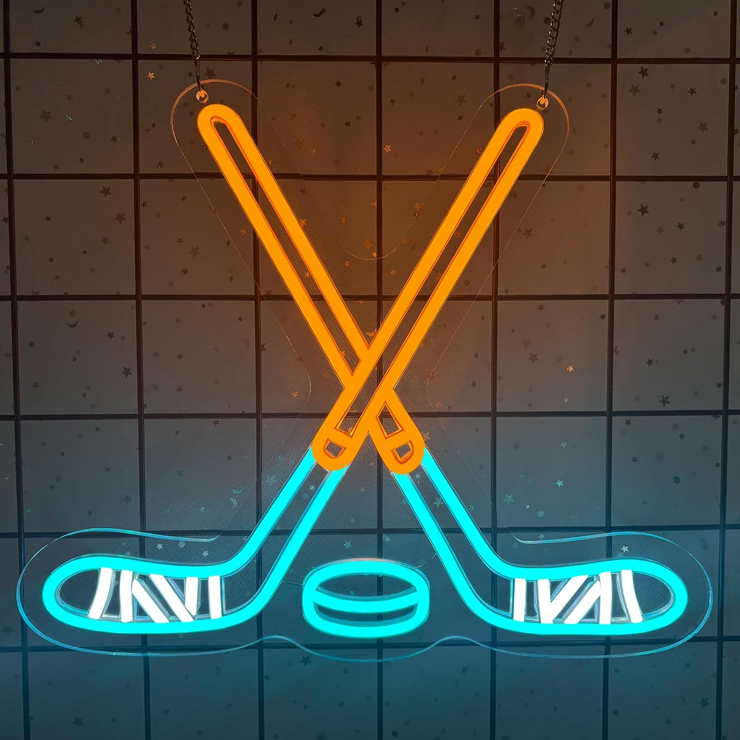Detalle de Weeddy neonbord ijshockey, dimbaar met USB-voeding, 39 x 33 cm