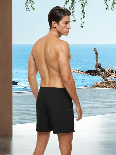 Detalle de Arcweg Bañadores cortos para hombres con malla, bolsillos con cremallera y secado rápido – Negro, talla L (EU)
