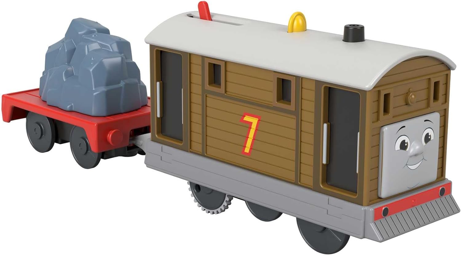 Detalle de Thomas & Friends Motorised Toy Train Toby (HTN30) with Battery Power and Cargo Car, ages 3+