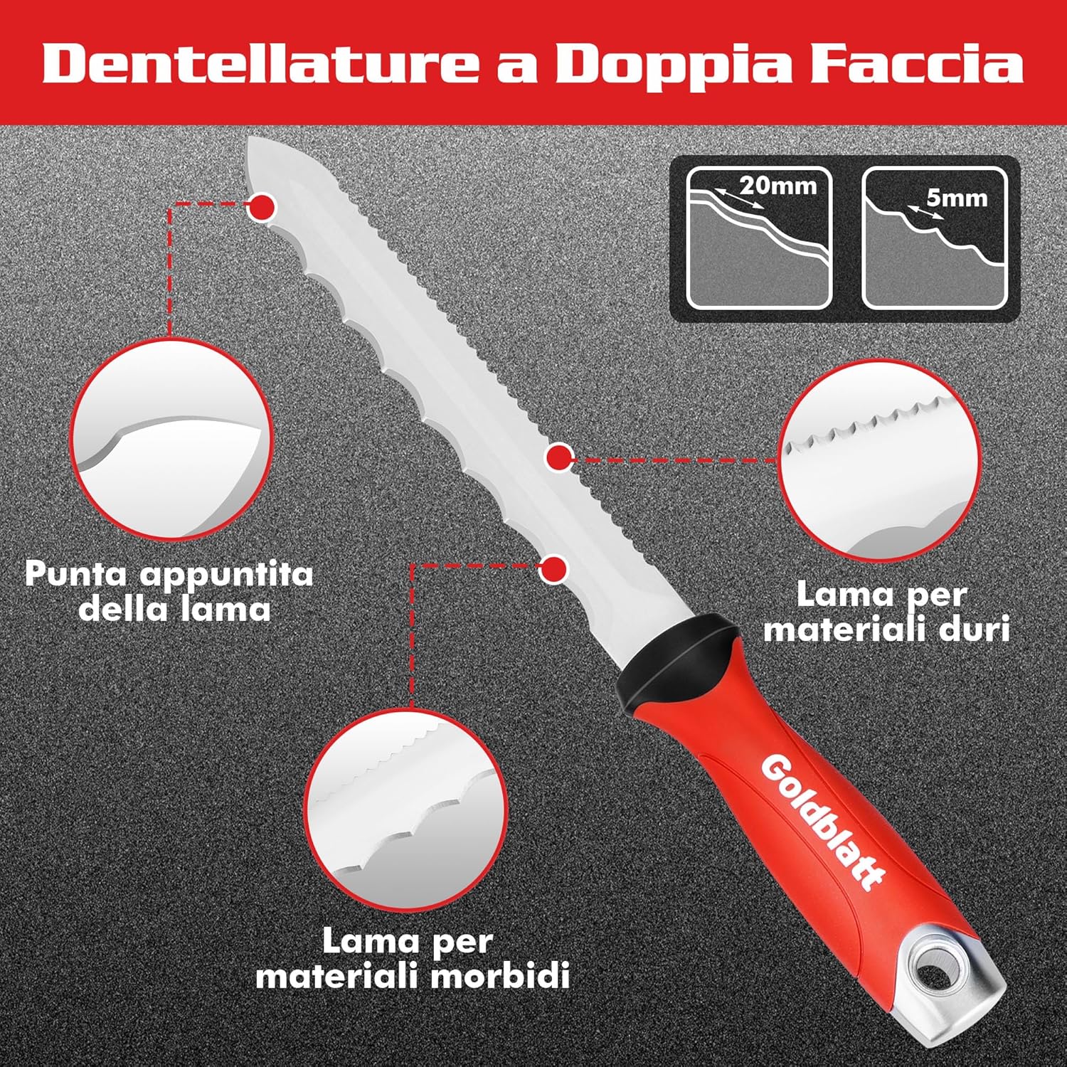 Thumbnail 1 de Goldblatt Coltello per Isolamento: lama inox 20 cm, doppio lato, con custodia in nylon