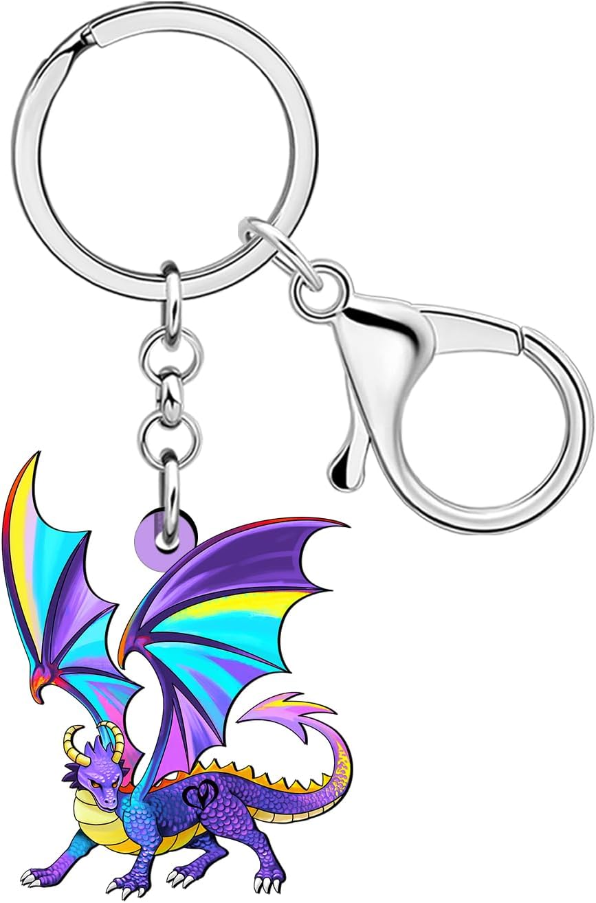 Detalle de RAIDIN Acryl Fantasy Drachen Schlüsselanhänger – Leichtes, farbiges Fantasie-Design 54×38 mm