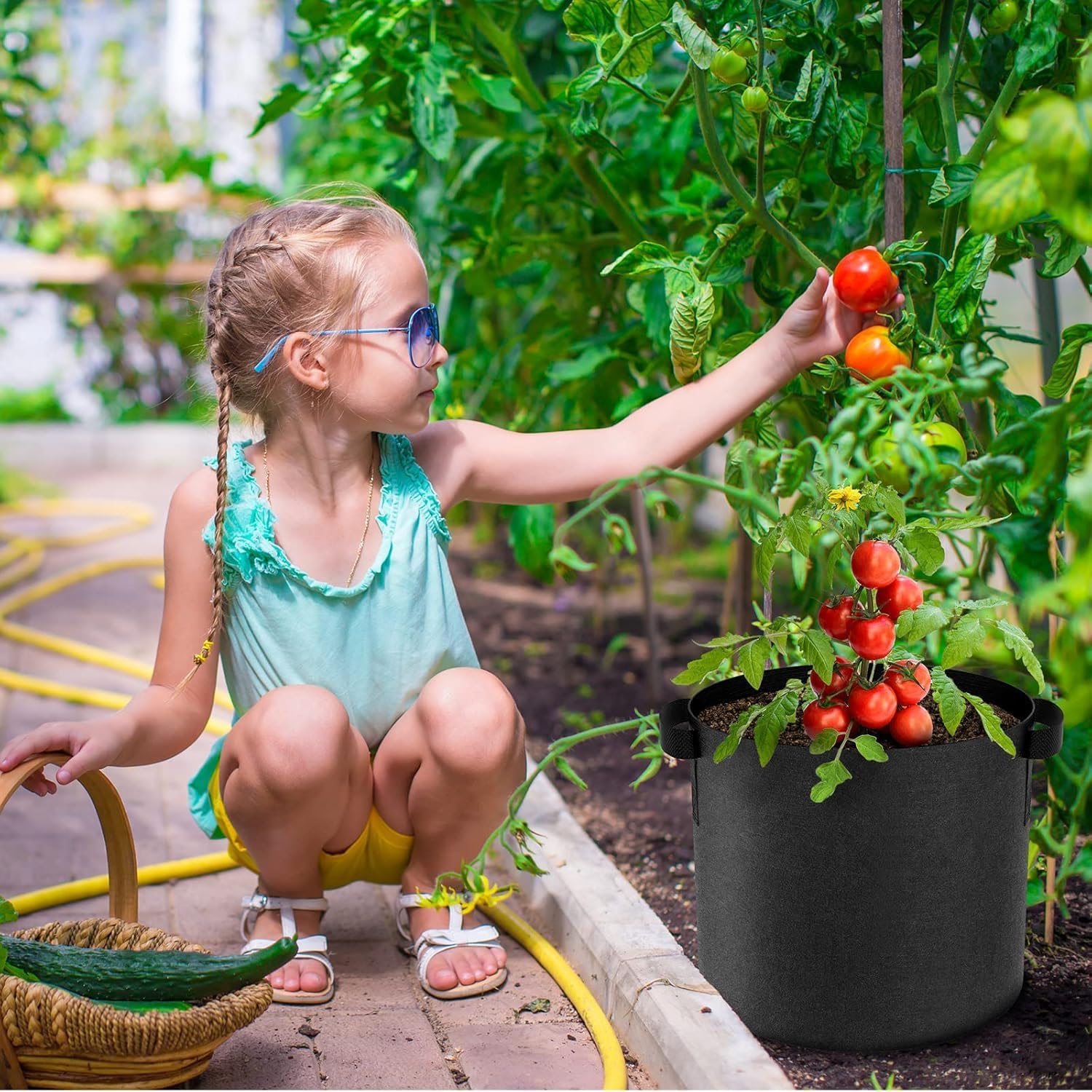 Thumbnail 6 de Joyzakzak Pflanzsäcke-Set (5 Stück) aus Vliesstoff für Tomaten & Kübelpflanzen – Volumen 20/12/15/30/40/60 l