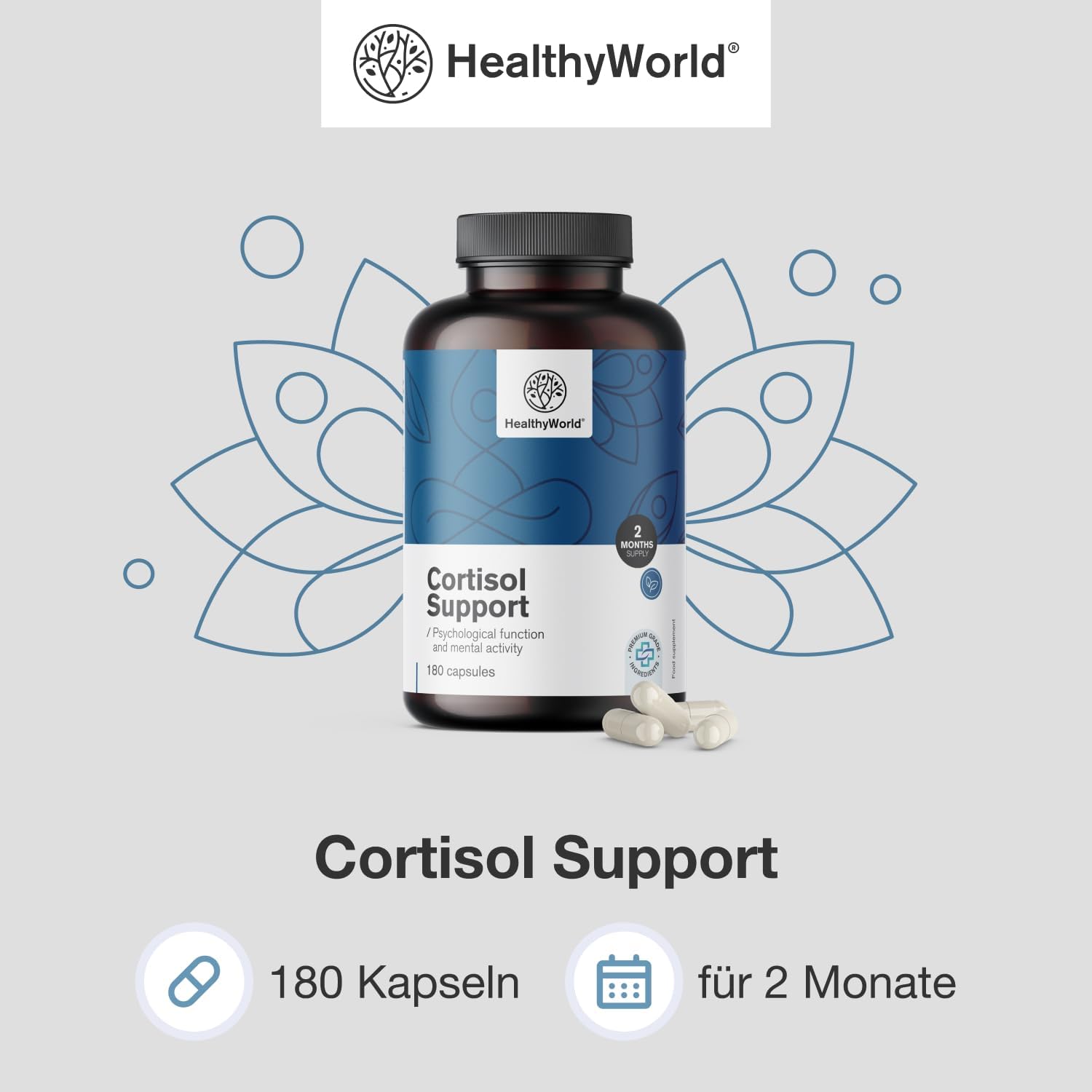 Thumbnail 1 de HealthyWorld Cortisol Support 180 Kapseln 💊