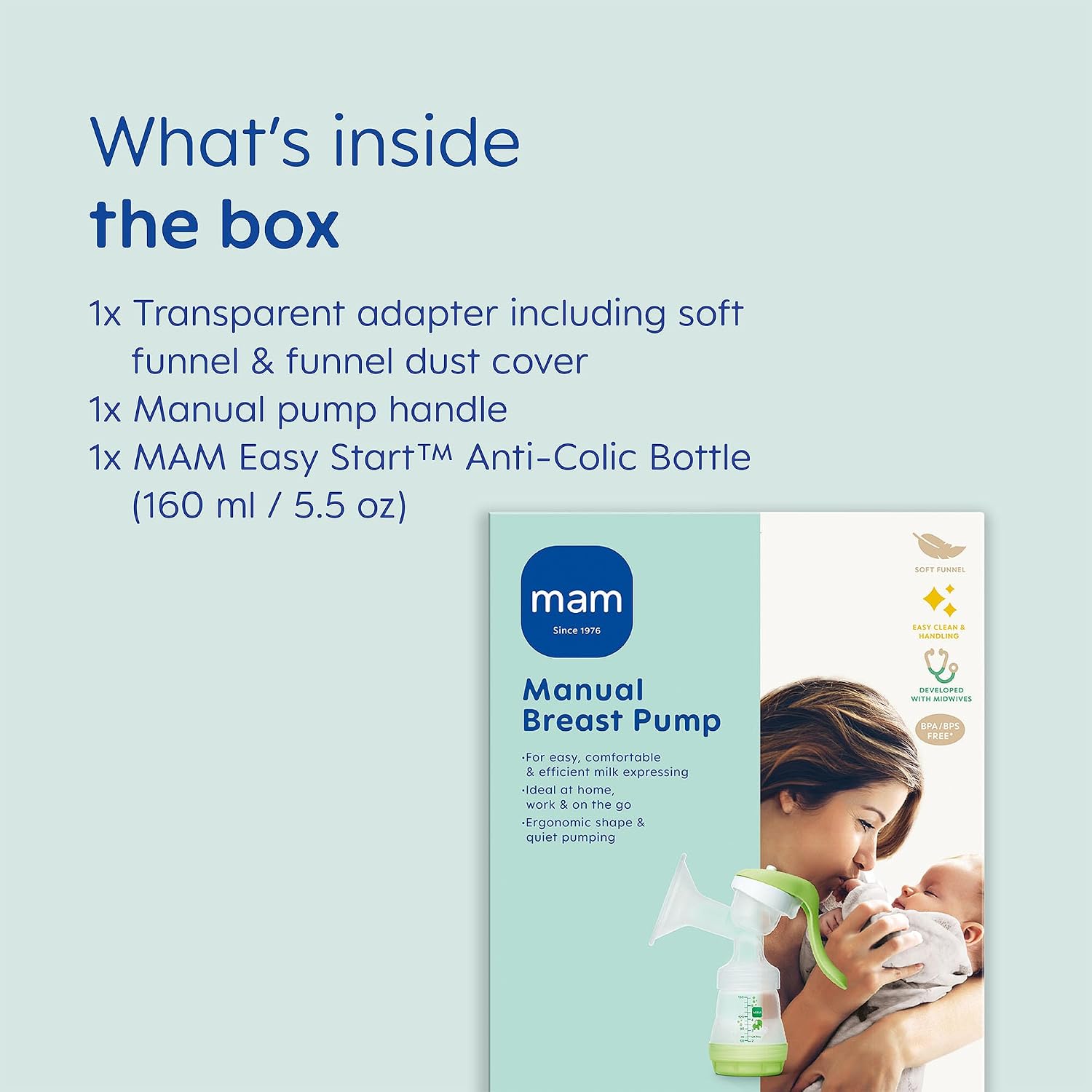 Thumbnail 6 de MAM Manual Breast Pump with One Size Funnel – Quiet, Comfortable Expressing