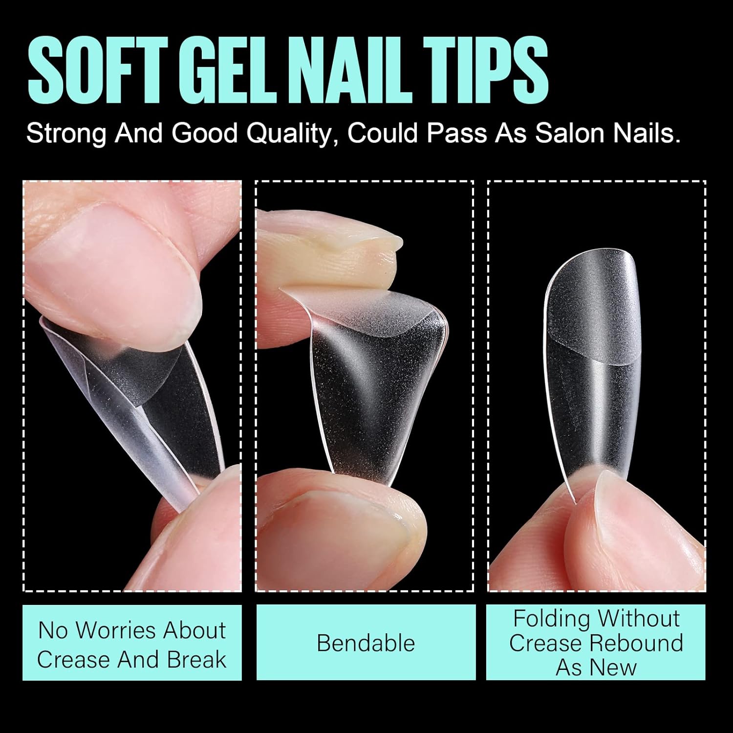 Thumbnail 2 de TOMICCA Capsules d’ongles gel souple Amande Court (12 tailles, 240 pièces) pour pose américaine
