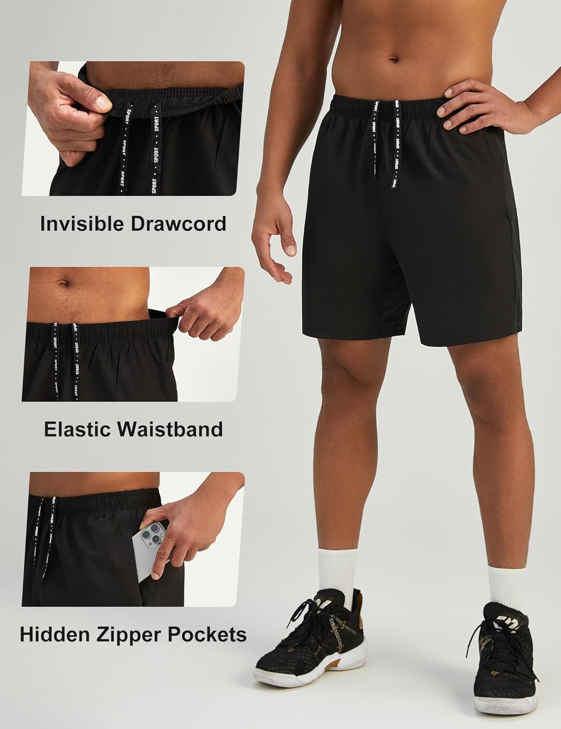 Thumbnail 3 de Pesfix Men’s 7'' Lightweight Athletic Shorts with Quick-Dry Fabric and Zipper Pockets