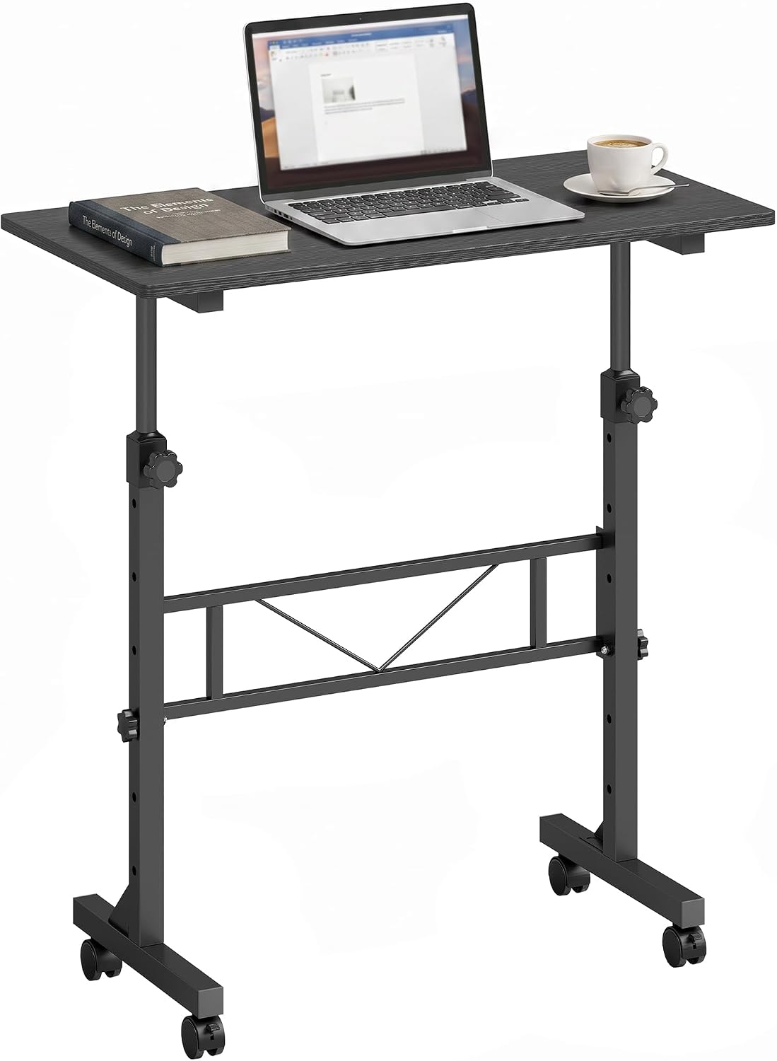 Detalle de HOMCOM 838-634V00BK Overbed Table, Adjustable Height, Wheeled, 80 x 40 cm