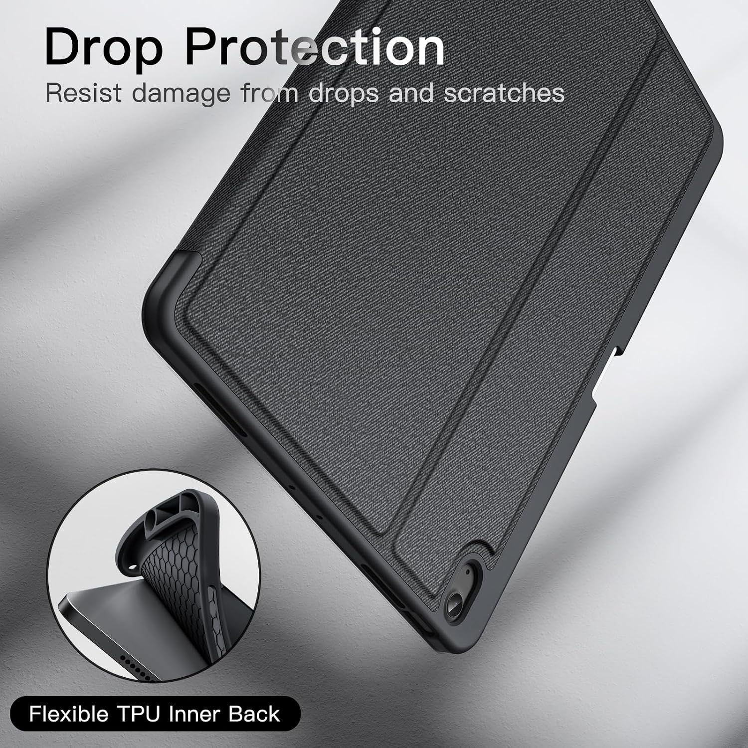 Detalle de JETech Slim Folio Case for iPad Air 13-inch (M4/M3/M2, 2026/2025/2024) with Pencil Holder, Auto Wake/Sleep – Black