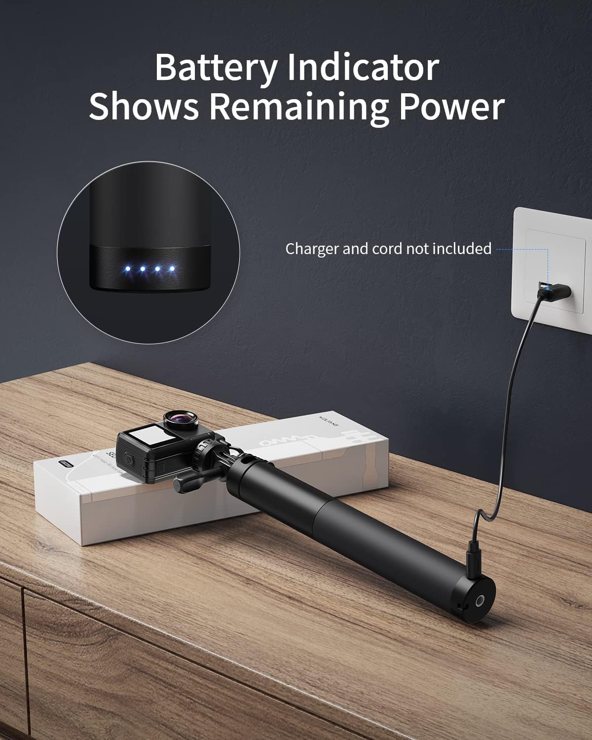 Thumbnail 4 de WOLFANG Action Cam Selfie Stick con power bank da 2600 mAh – Nero GB2200