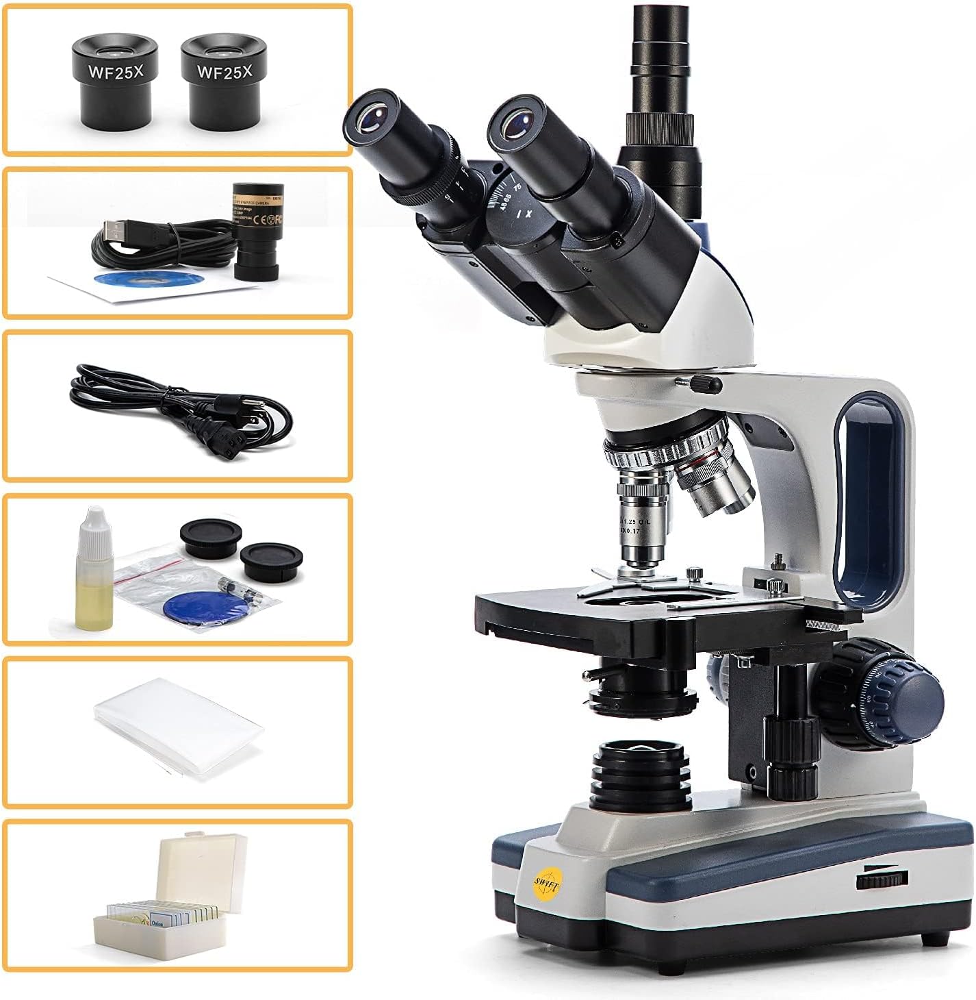 Detalle 2 de Swift SW350T Compound Trinocular Microscope with 5.0 MP Camera and Included Slides