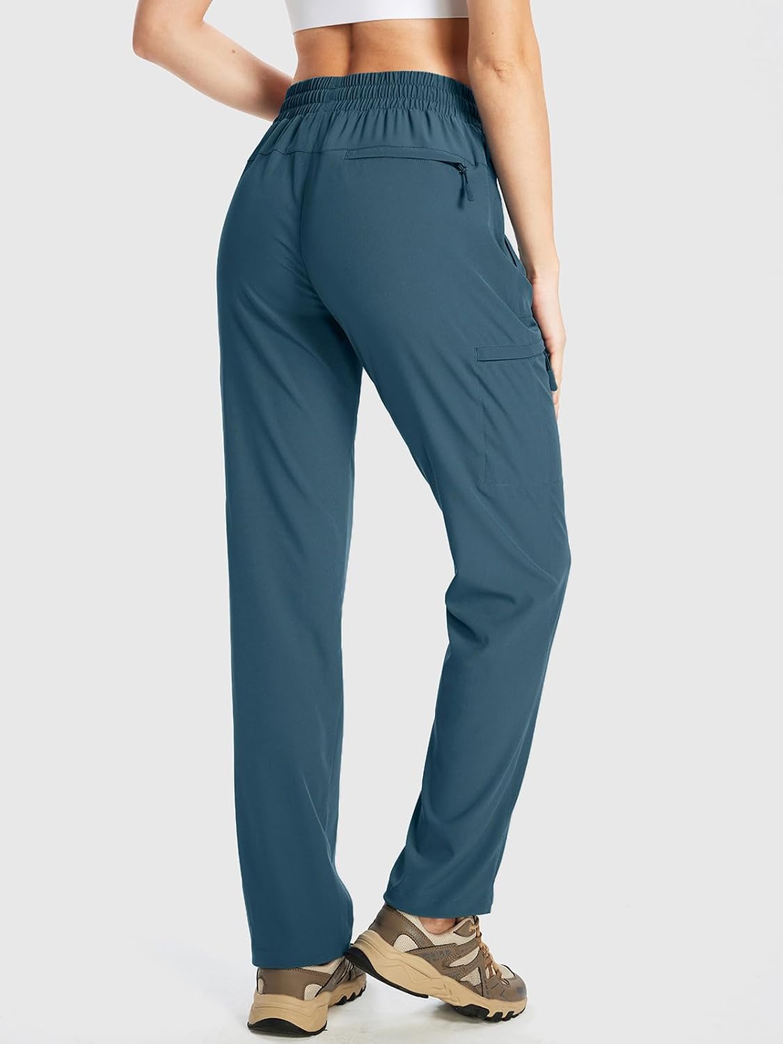 Detalle 2 de KWZ Women's Lightweight Hiking Cargo Pants, Quick-Dry, Water-Resistant, 5 Zipper Pockets
