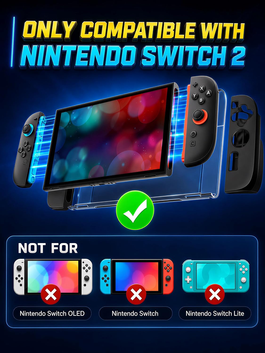 Detalle de iVoler 5-in-1 Schutz-Set für Nintendo Switch 2: magnetische, dockbare Schutzhülle inkl. Silikongriffe